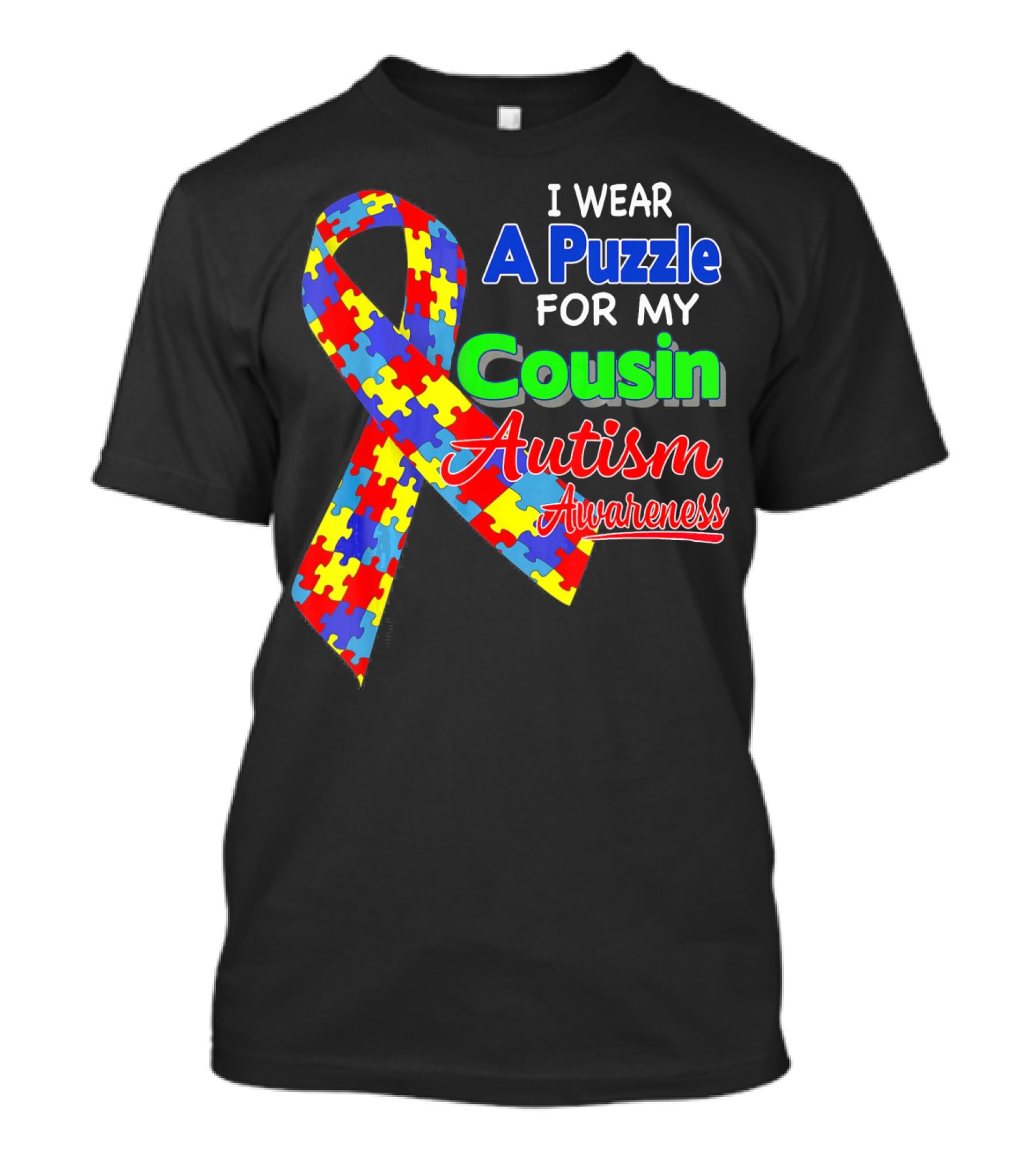 I Wear A Puzzle For My Cousin Autism Awareness T-Shirt