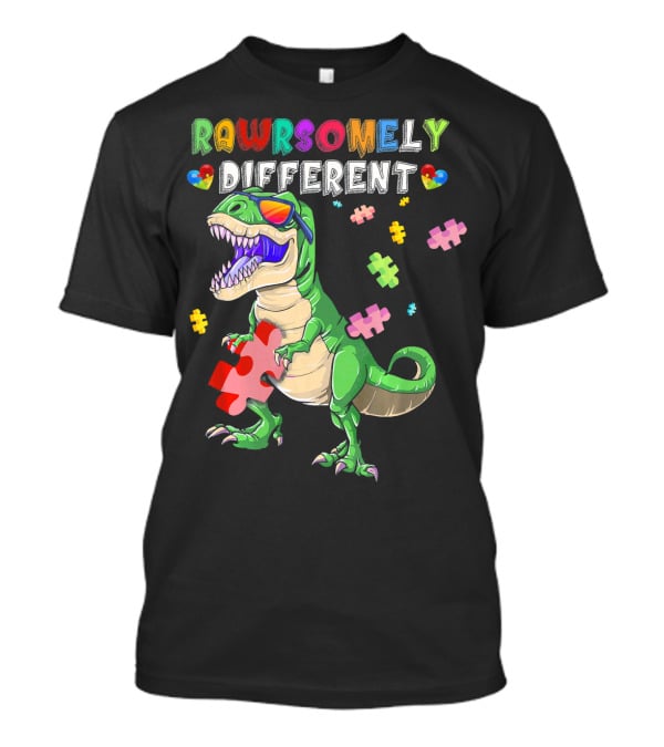 Rawrsomely Different Dinosaur Autism Awareness Puzzle T-Shirt
