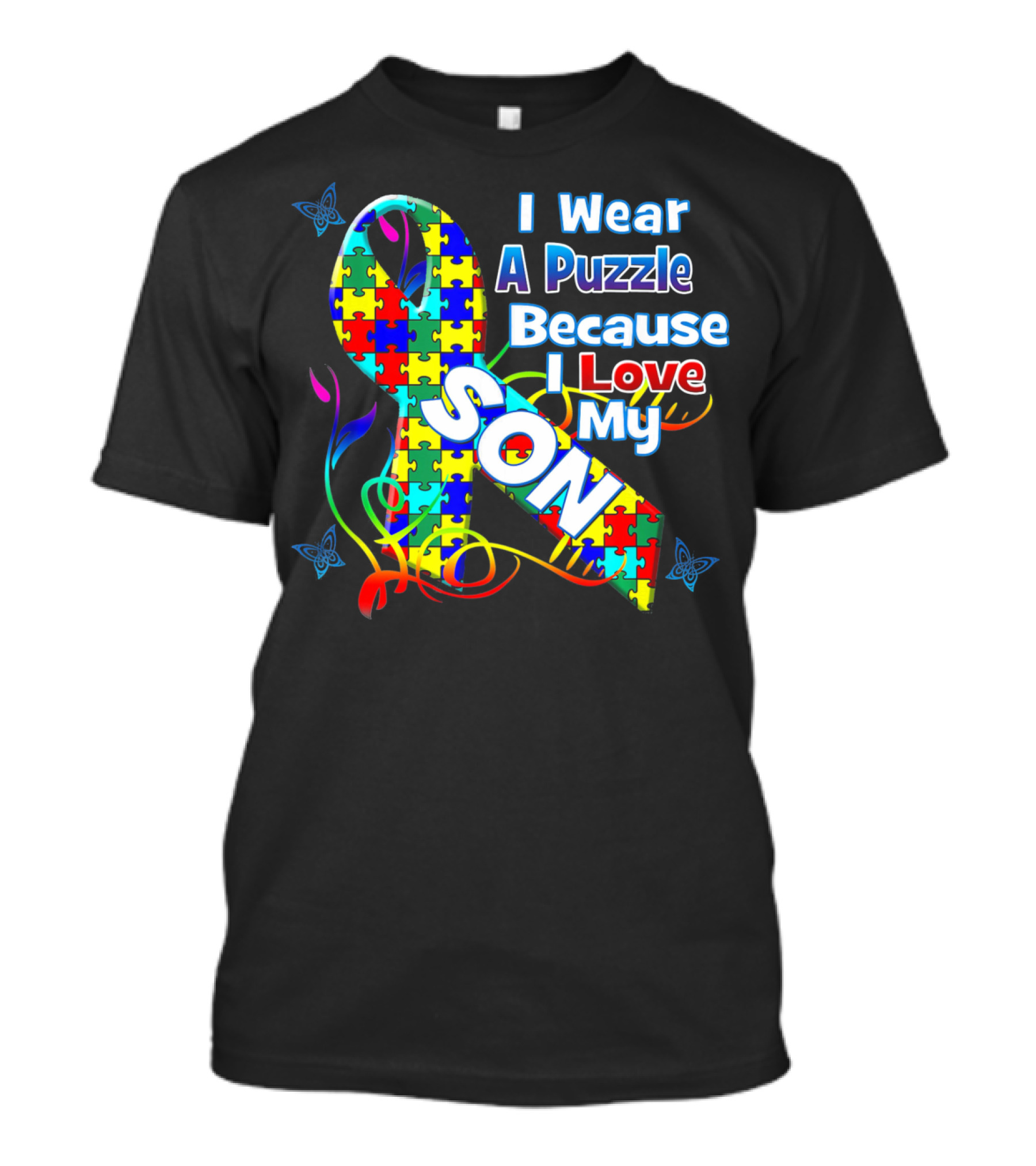 I Wear A Puzzle Because I Love My Son Autism Awareness T-Shirt
