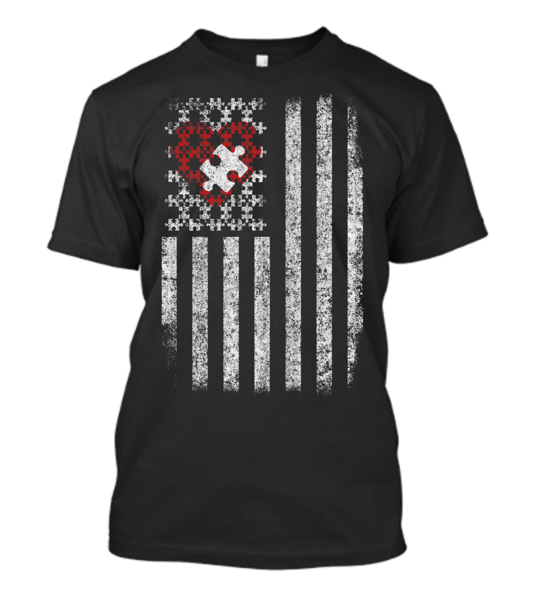 American Flag Heart Puzzle Autism T-Shirt