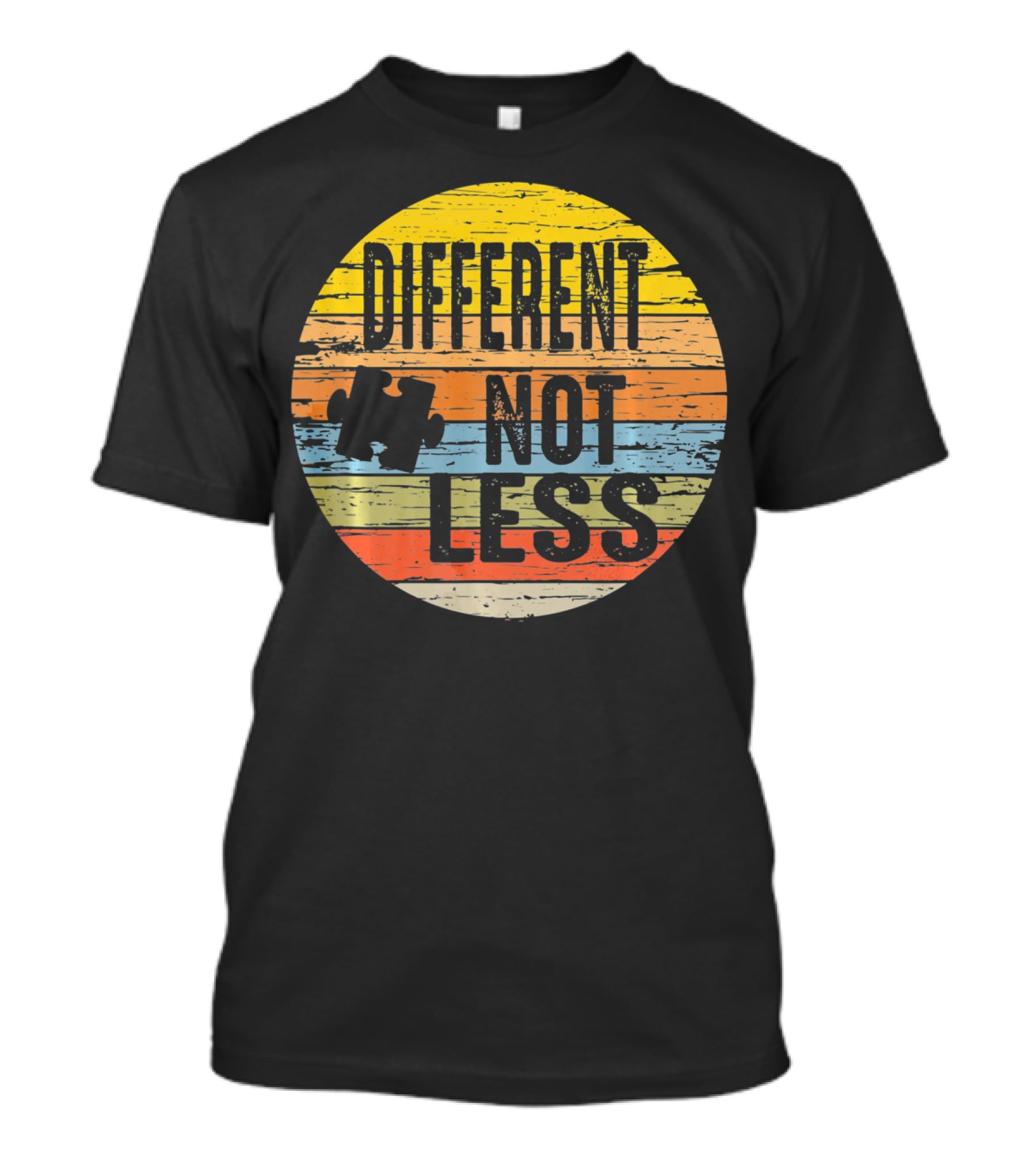 Different Not Less Retro Distressed Autism Awareness Puzzle T-Shirt
