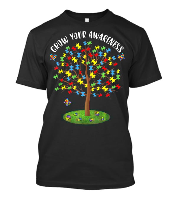 Grow Your Autism Awareness Tree With Puzzle Pieces And Butterflies T-Shirt