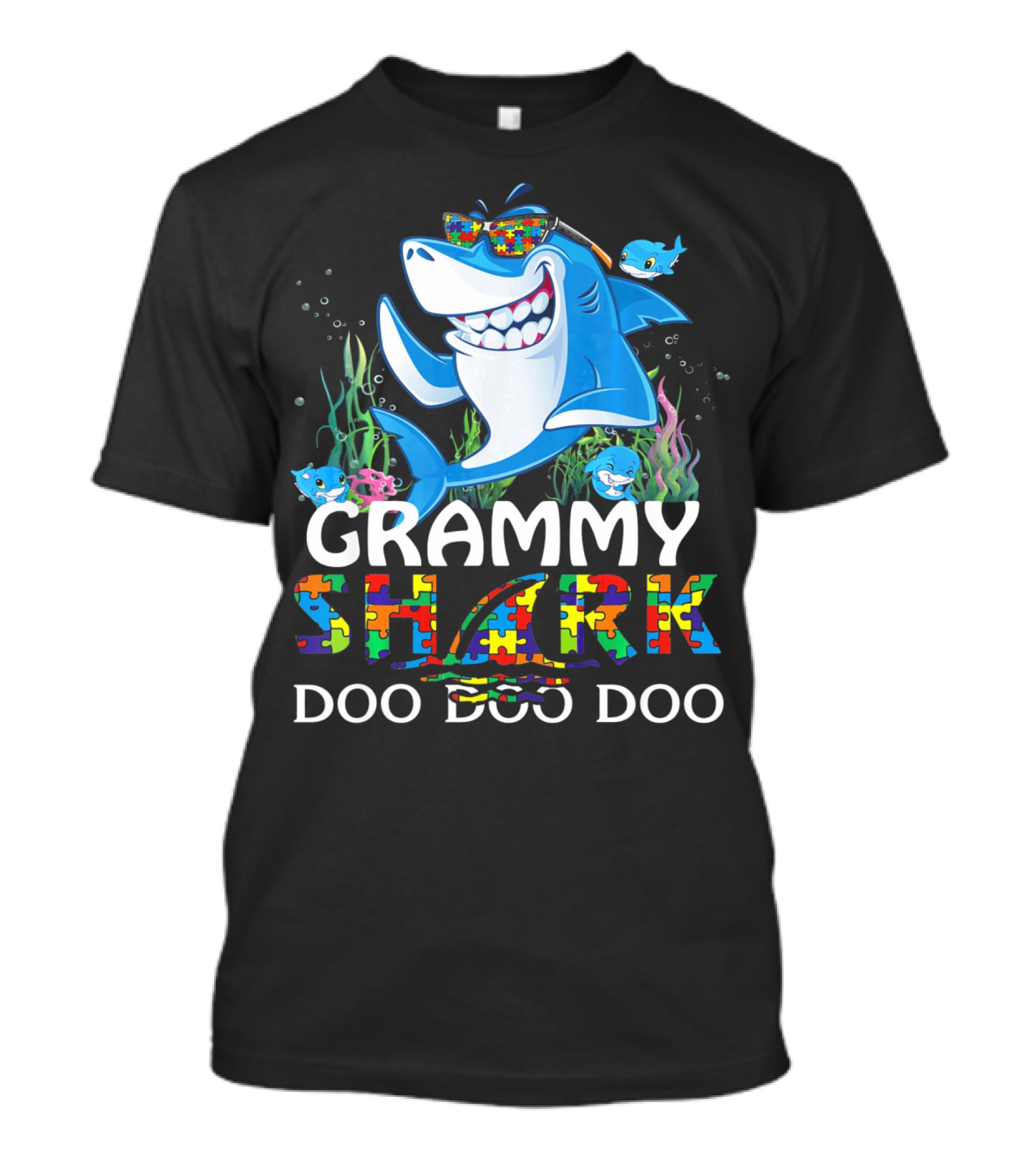 Grammy Shark Autism Awareness Doo Doo Doo T-Shirt