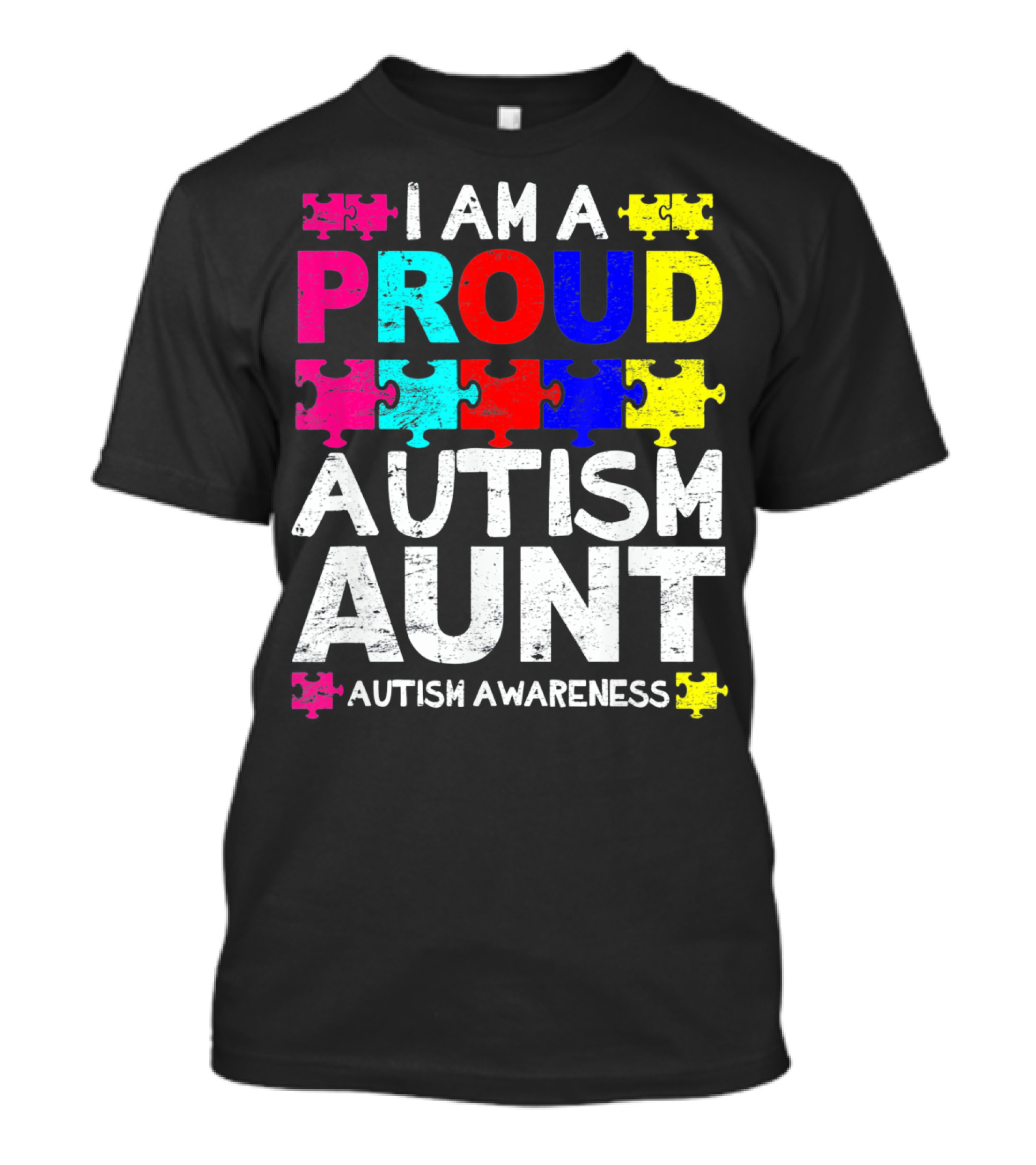 I Am A Proud Autism Aunt Autism Awareness Puzzle Pieces T-Shirt