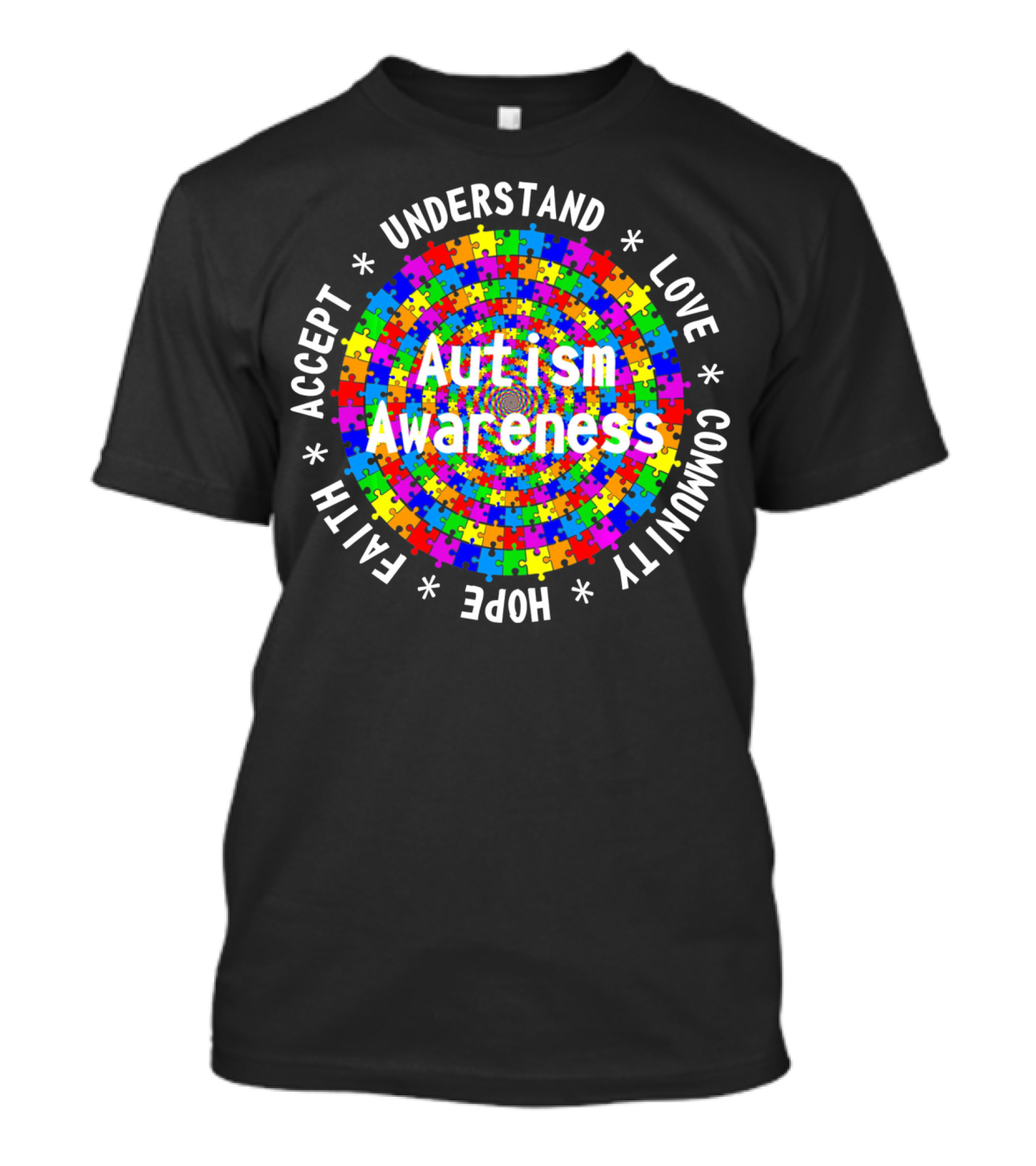 Autism Awareness Accept Hope Faith Understand Love Community T-Shirt