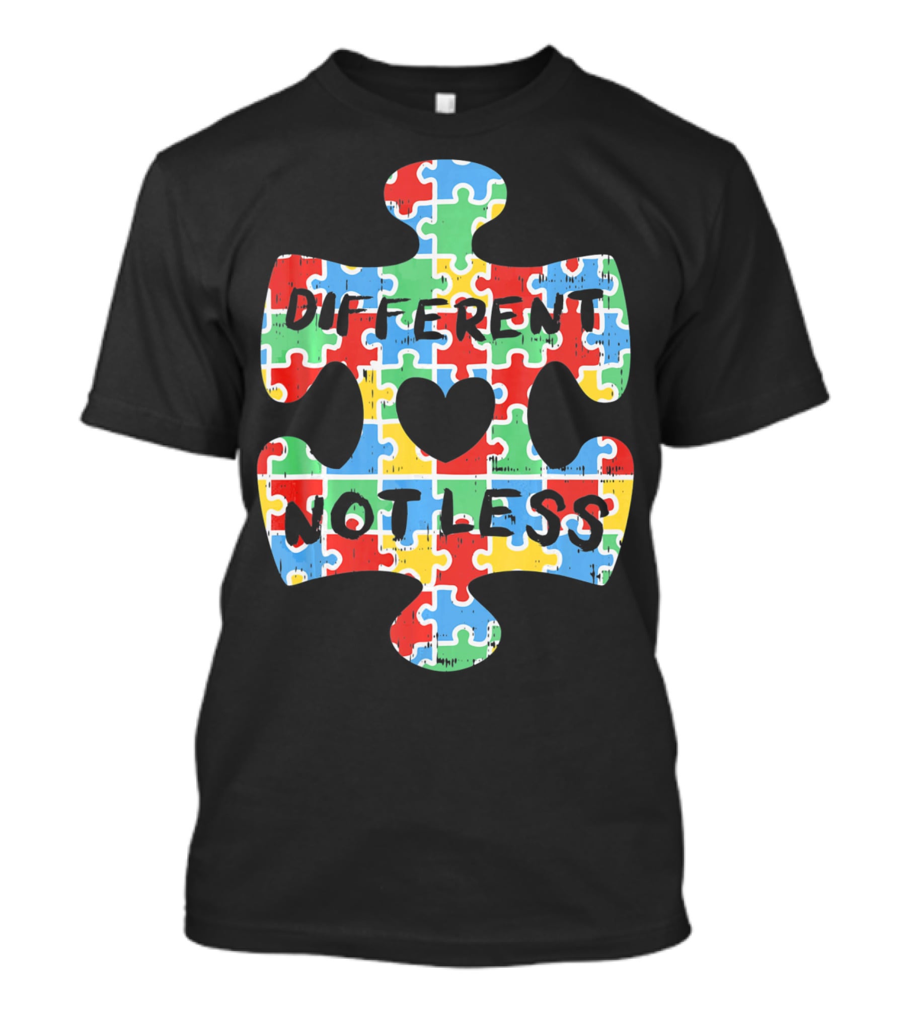 Different Not Less Autism Awareness Puzzle Piece Heart T-Shirt