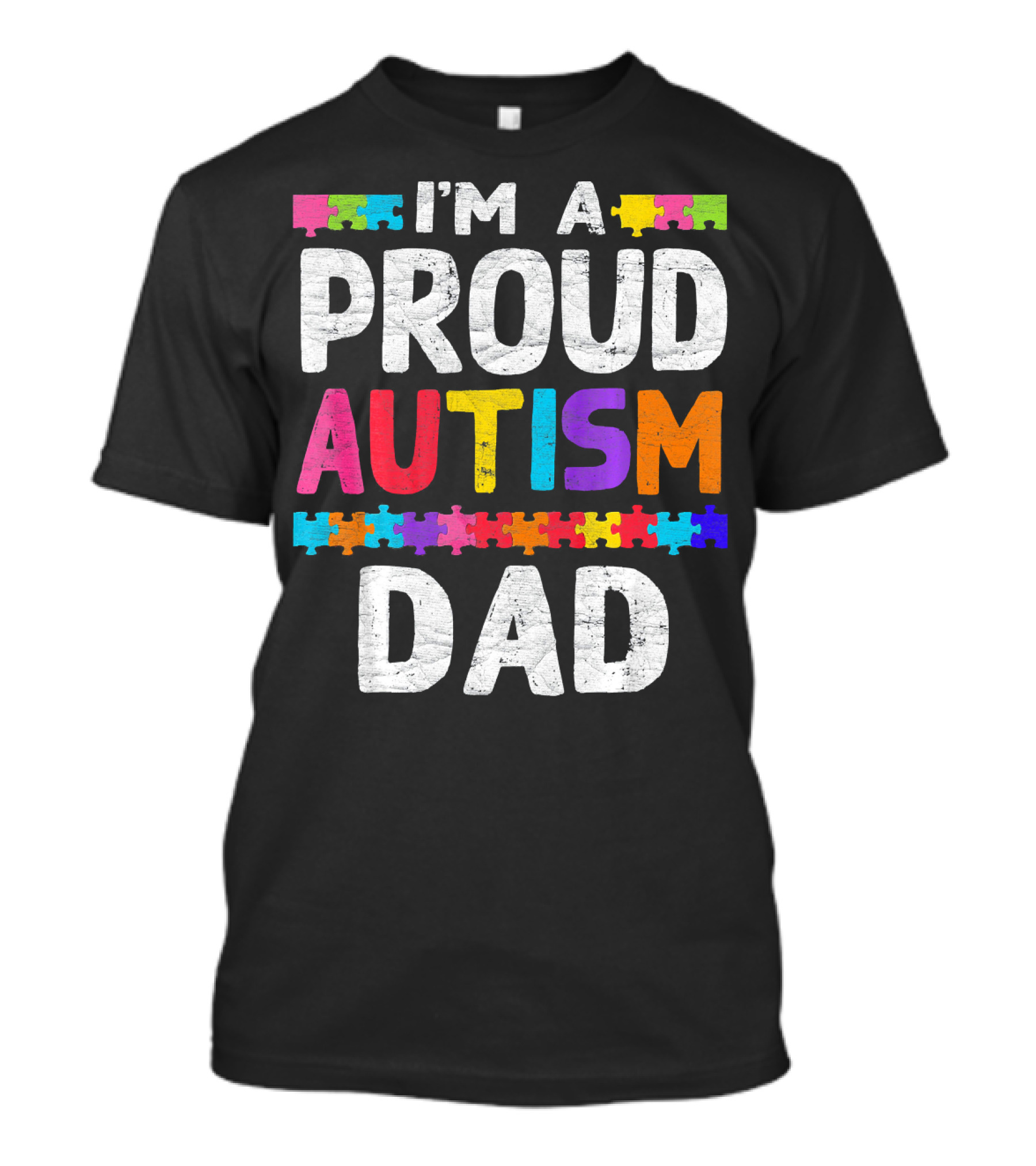 I'm A Proud Autism Dad Autism Awareness Puzzle Pieces T-Shirt
