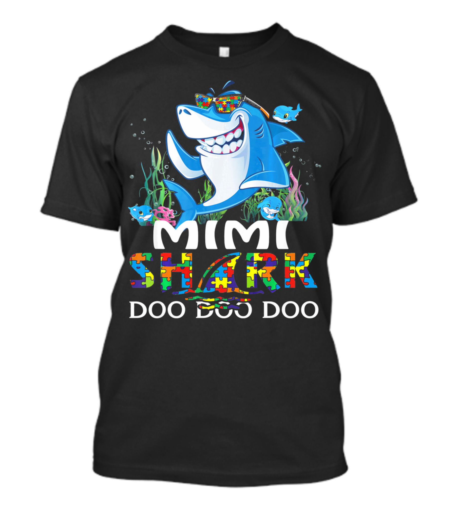 Mimi Shark Autism Awareness Doo Doo Doo T-Shirt