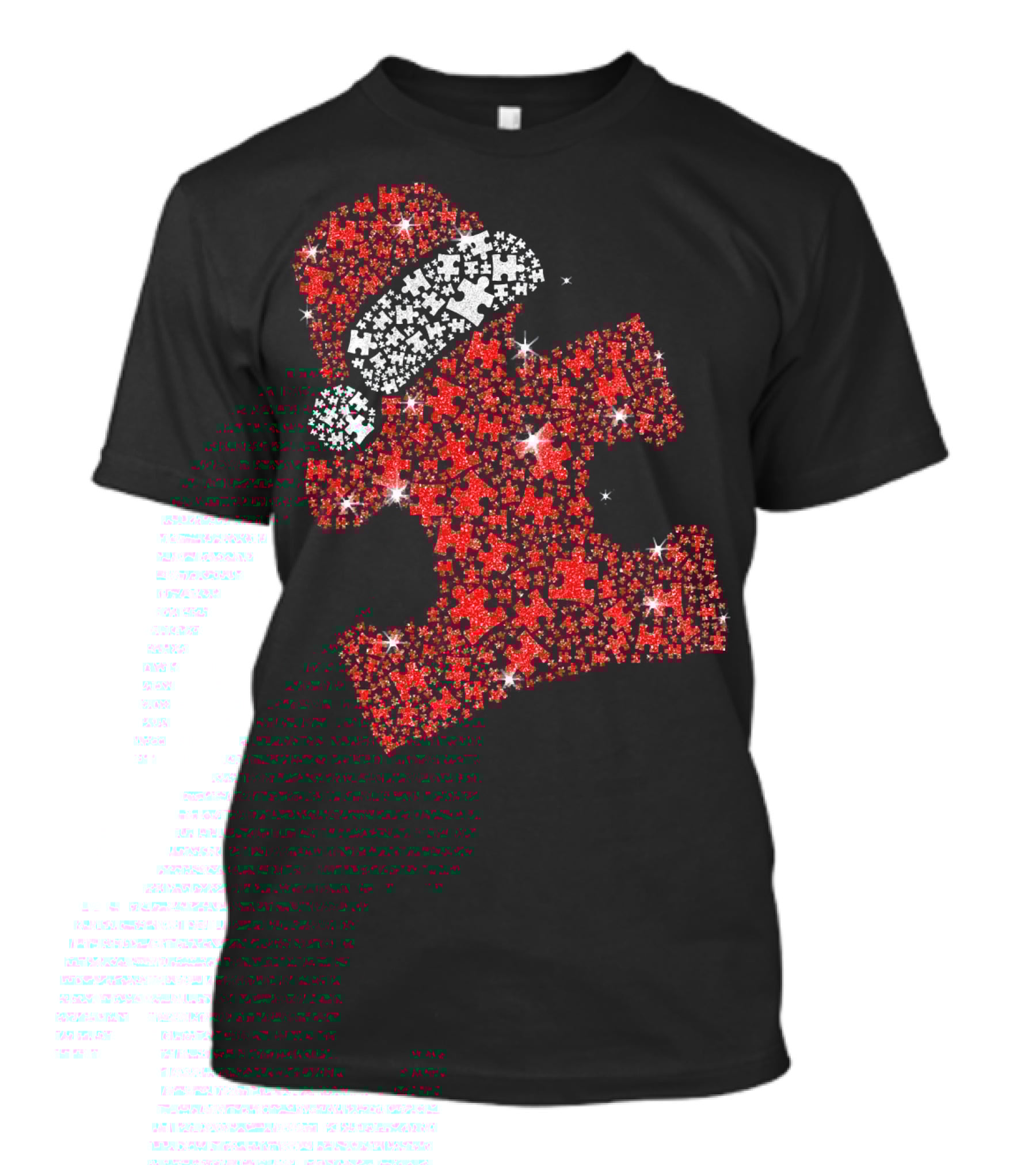 Puzzle Pieces Santa Hat Autism Awareness T-Shirt