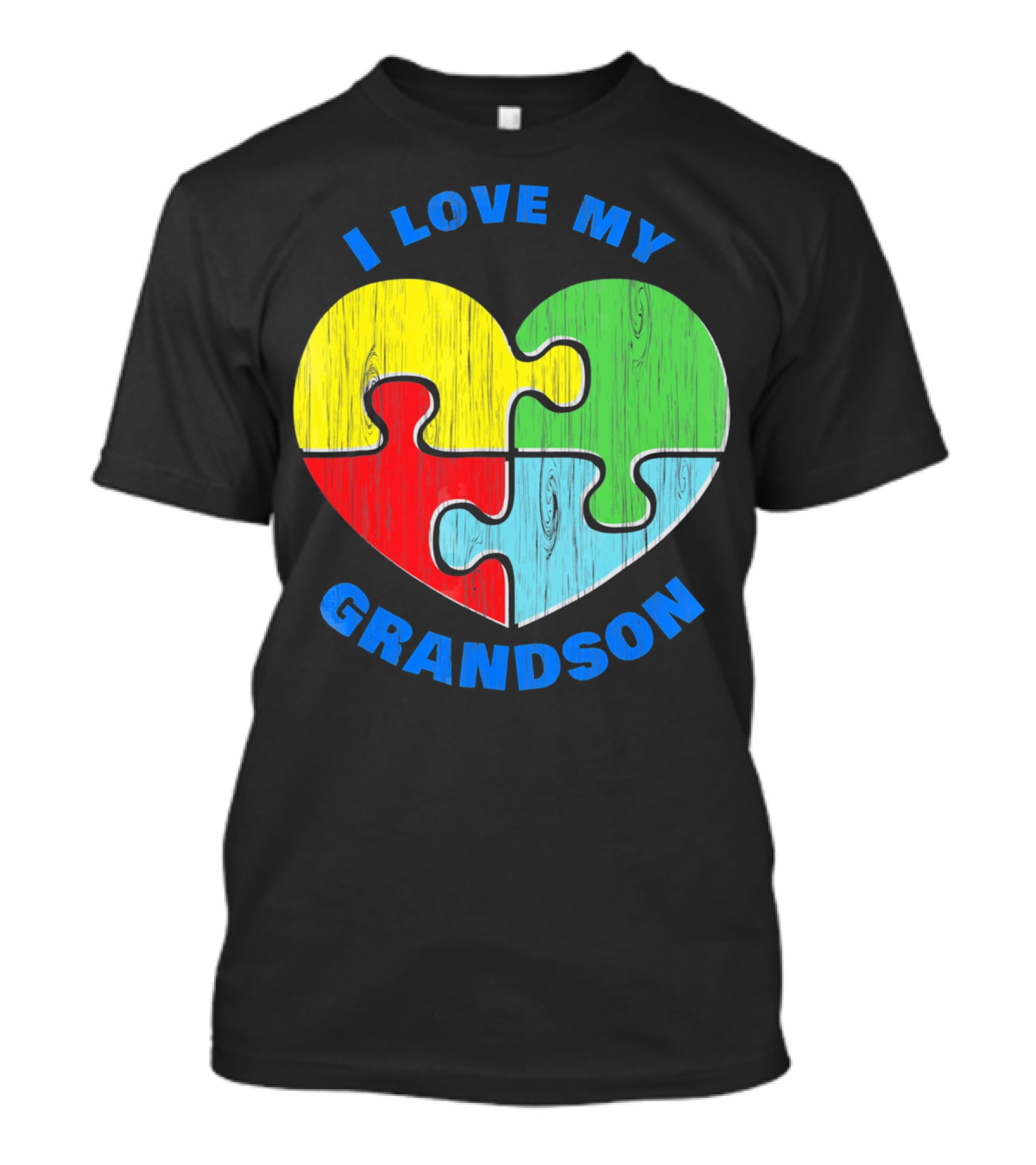 I Love My Grandson Puzzle Heart Autism Support T-Shirt