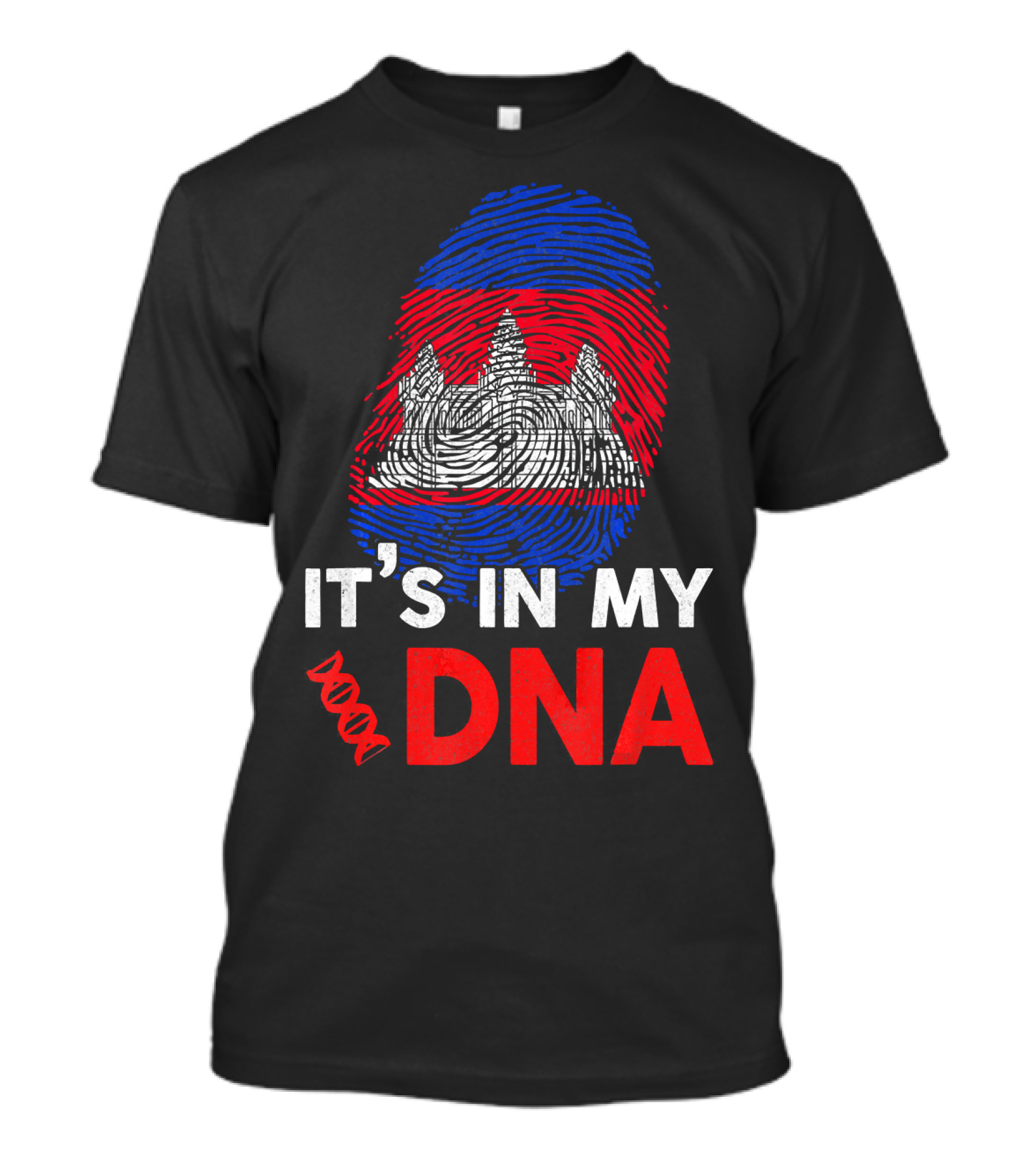 Cambodia It's In My DNA With Angkor Wat Fingerprint T-Shirt