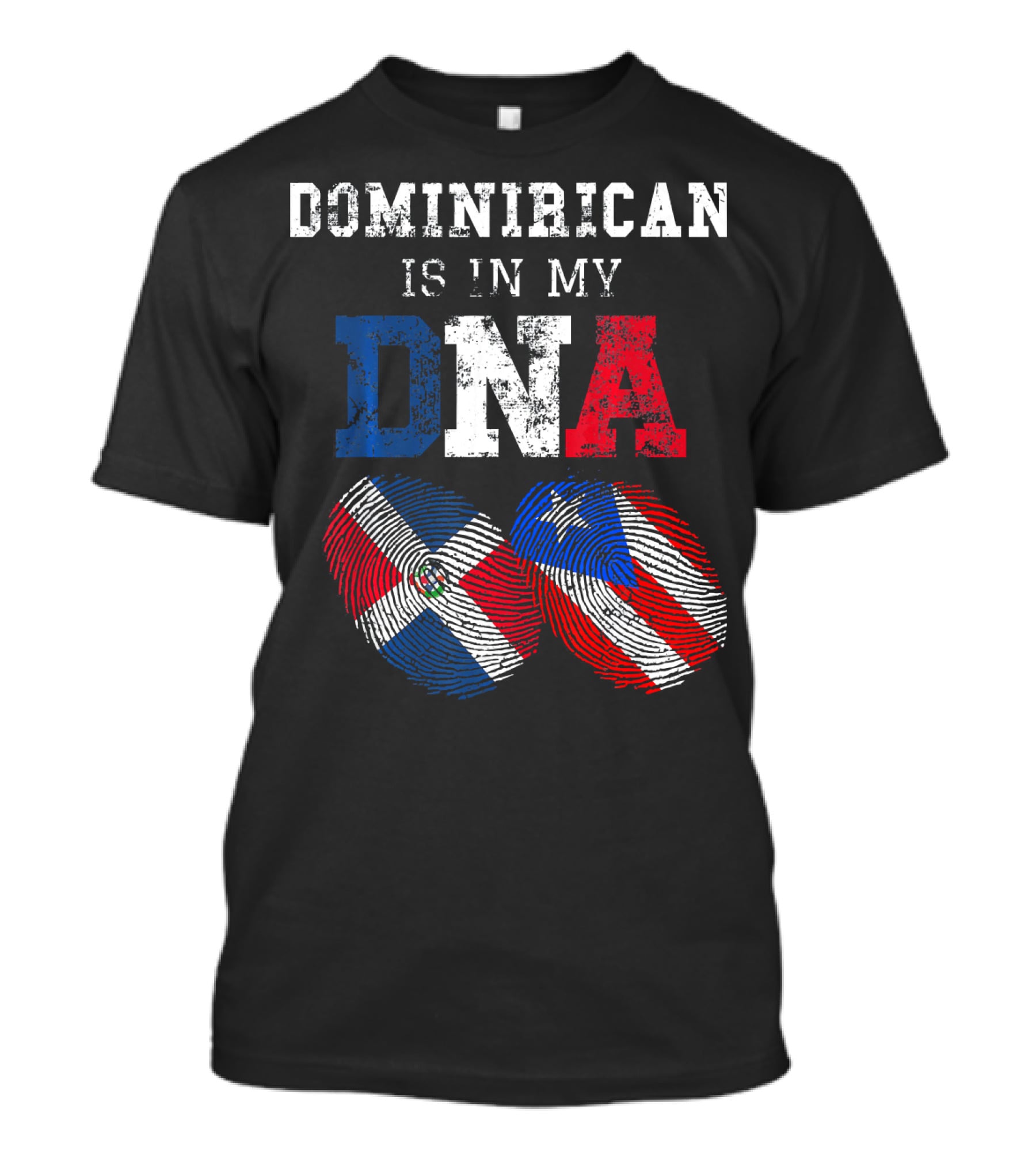 Dominirican Is In My DNA Puerto Rico Republica Flag Fingerprints T-Shirt
