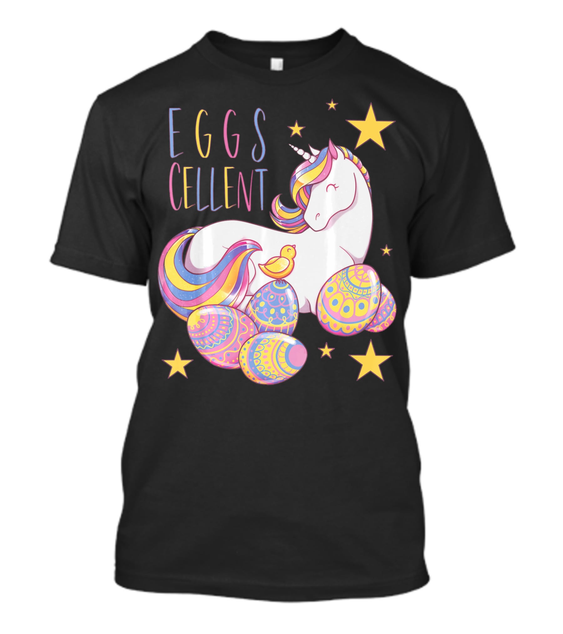 Eggs Cellent Easter Unicorn With Colorful Eggs And Stars T-Shirt