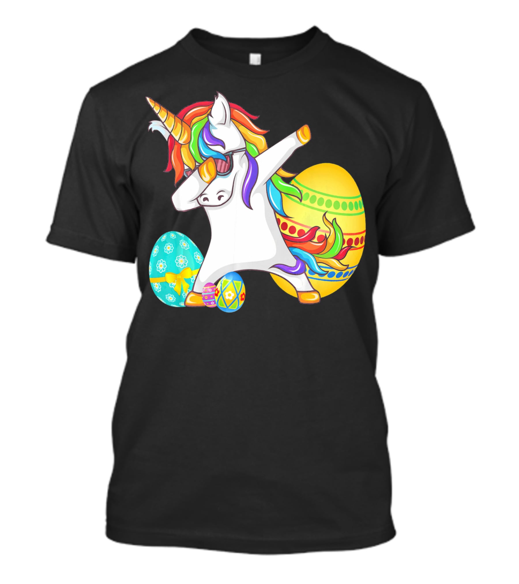Dabbing Unicorn With Easter Eggs And Bunny Ears T-Shirt