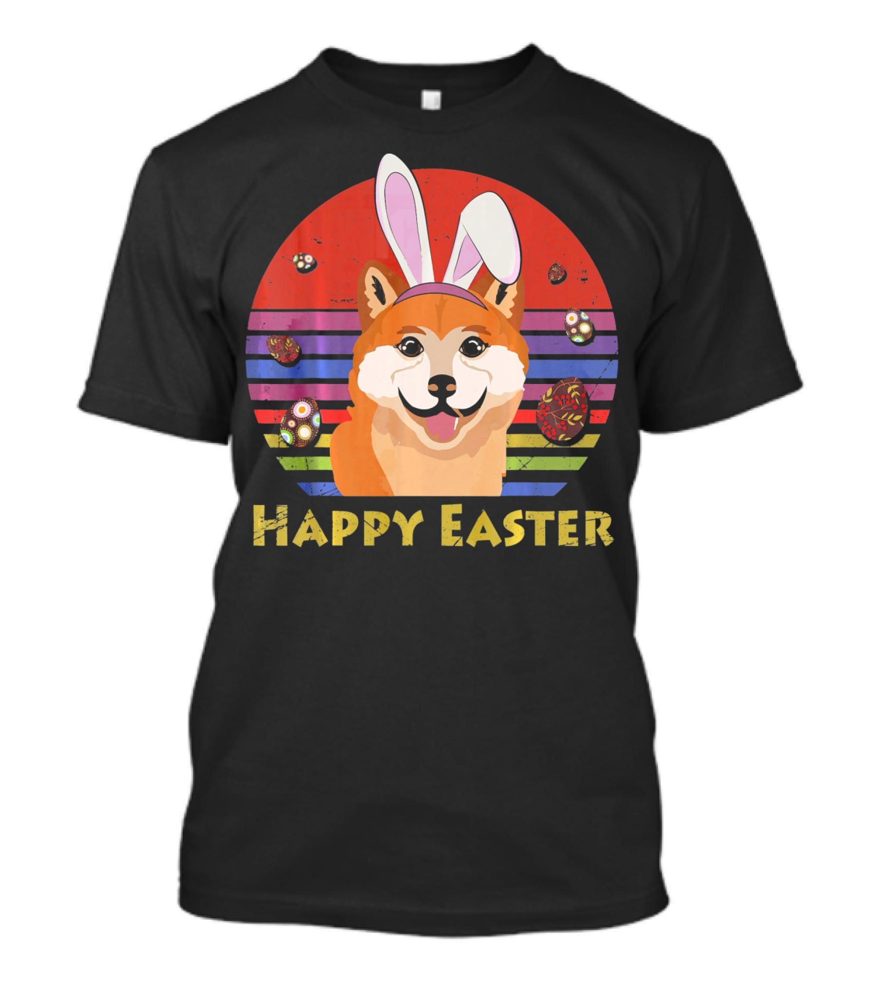 Shiba Inu With Bunny Headband Happy Easter T-Shirt