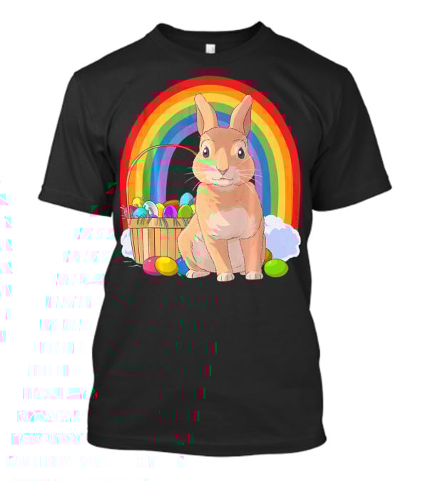 Bunny Rabbit With Easter Eggs And Rainbow For Kids Easter T-Shirt