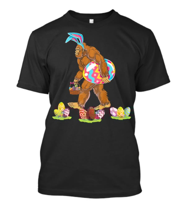 Bigfoot Easter Egg Basket Bunny Ears T-Shirt