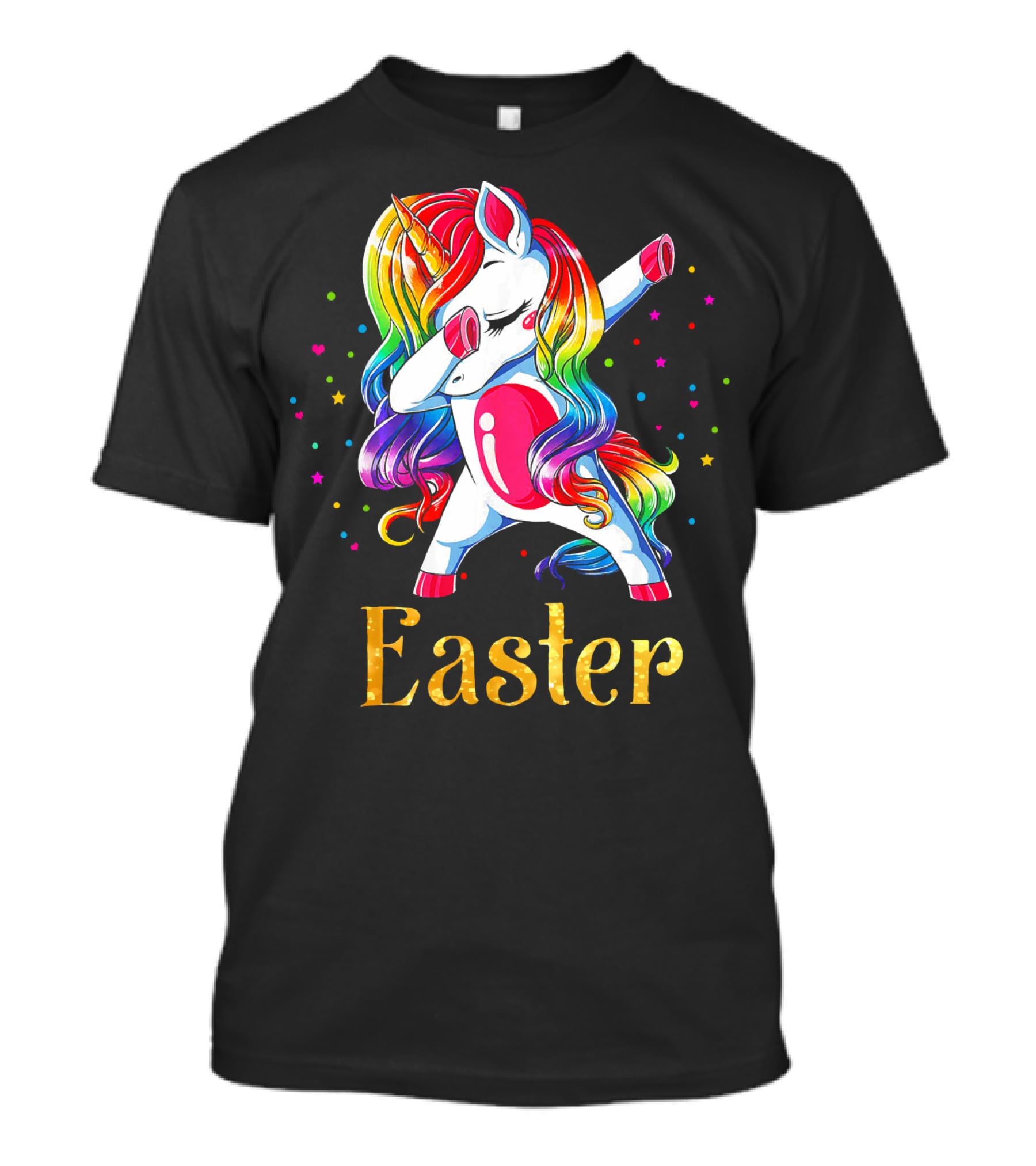 Easter Customized Personalized Rainbow Unicorn Dabbing T-Shirt