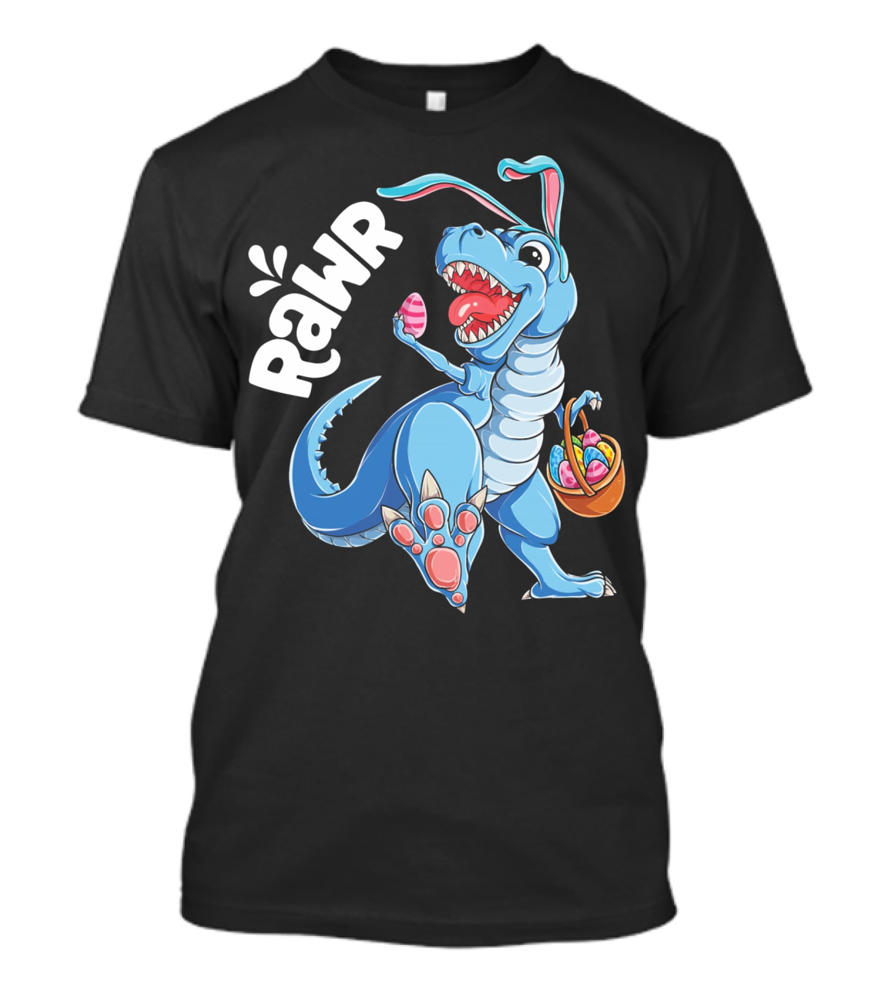 Rawr Easter Bunny Dinosaur Rex With Basket And Eggs T-Shirt