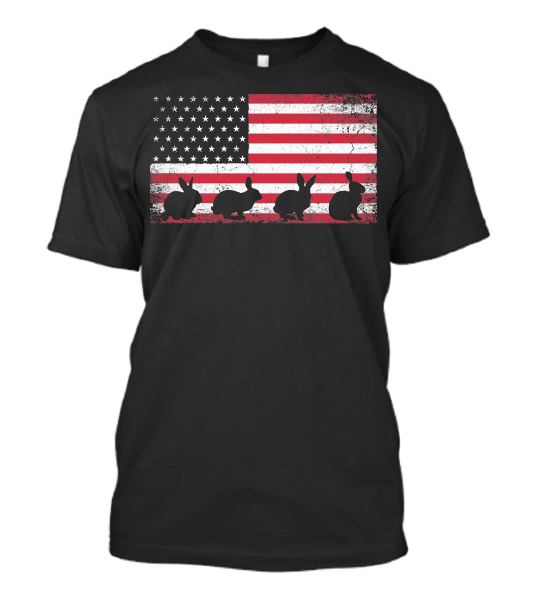 American Flag Bunny Rabbit Silhouettes Retro Easter T-Shirt