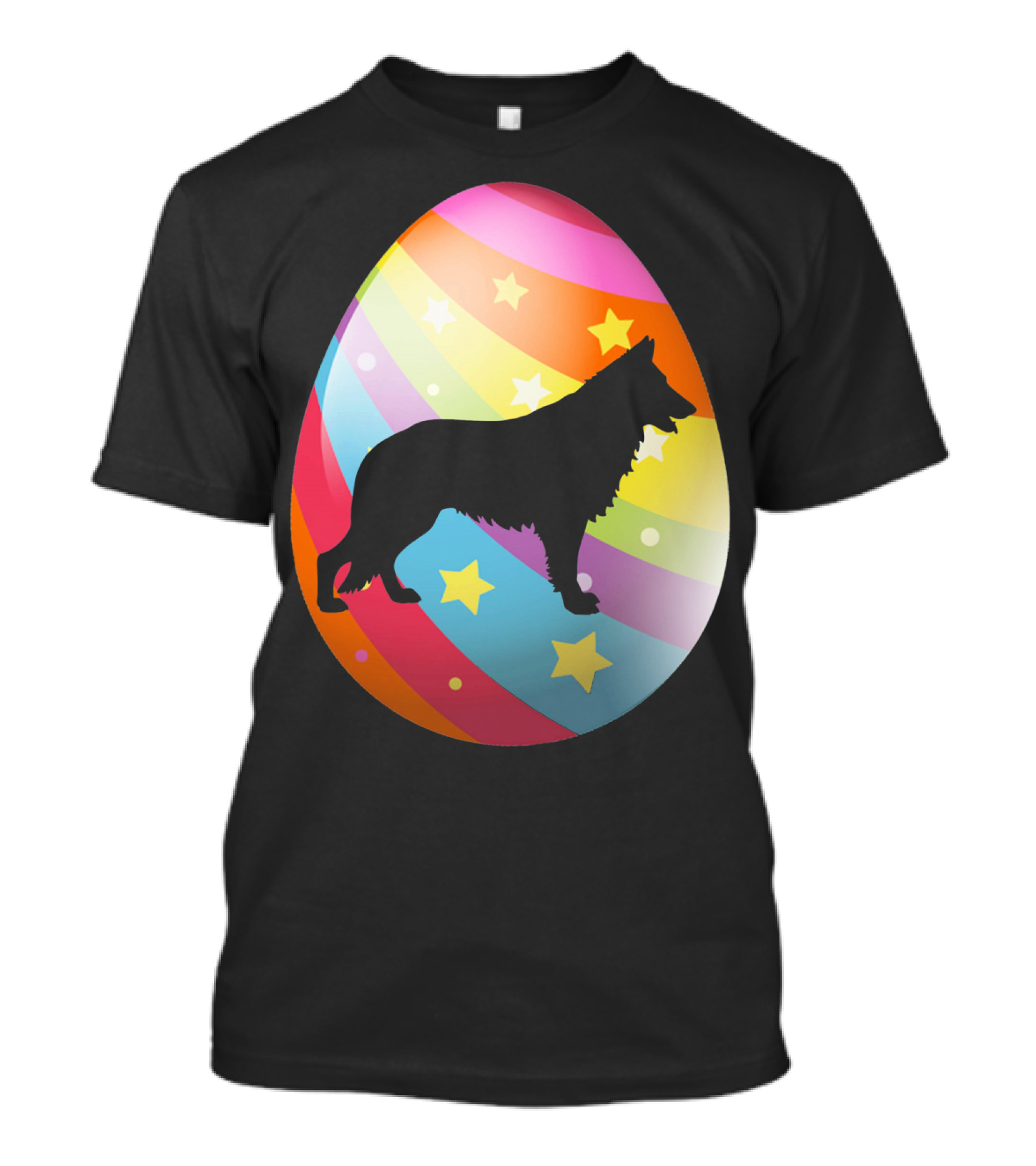 German Shepherd Rainbow Stars Easter Egg T-Shirt