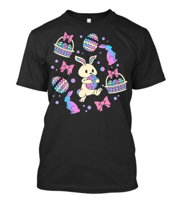 Easter Egg Hunting Bunny Rabbit Colorful Baskets And Bows T-Shirt