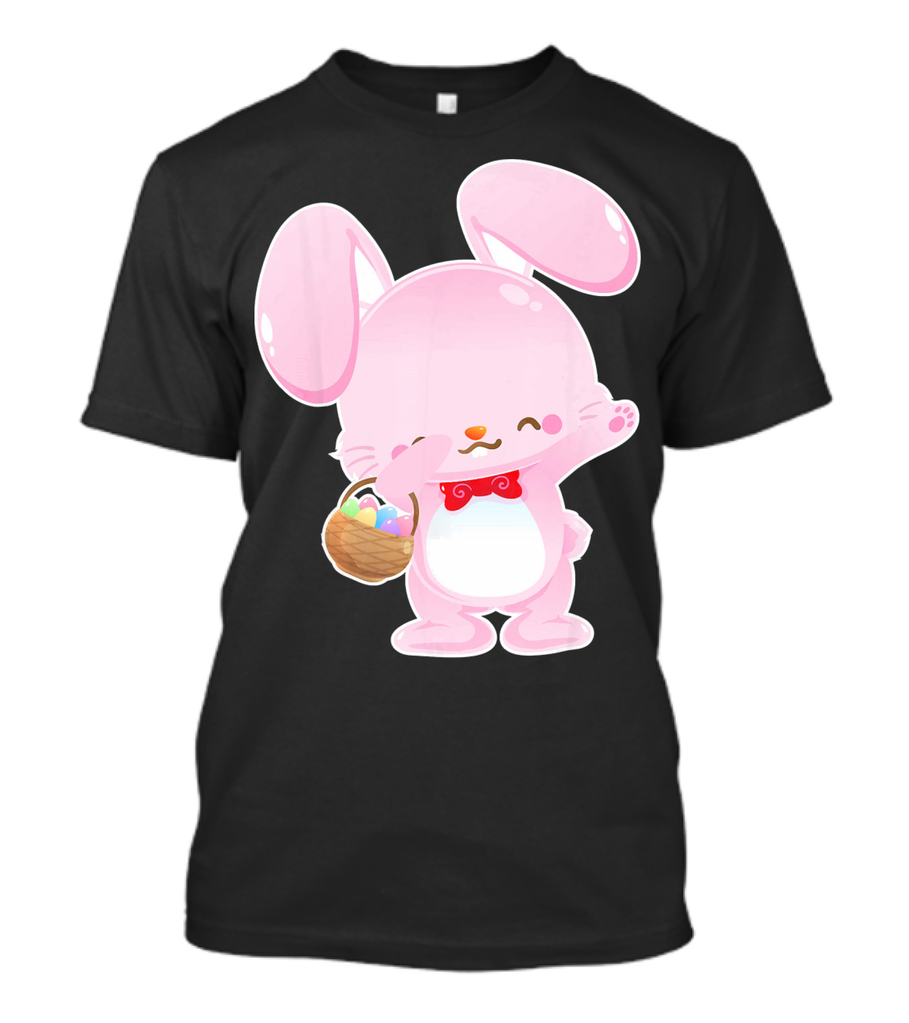 Dabbing Pink Easter Bunny With Egg Basket T-Shirt