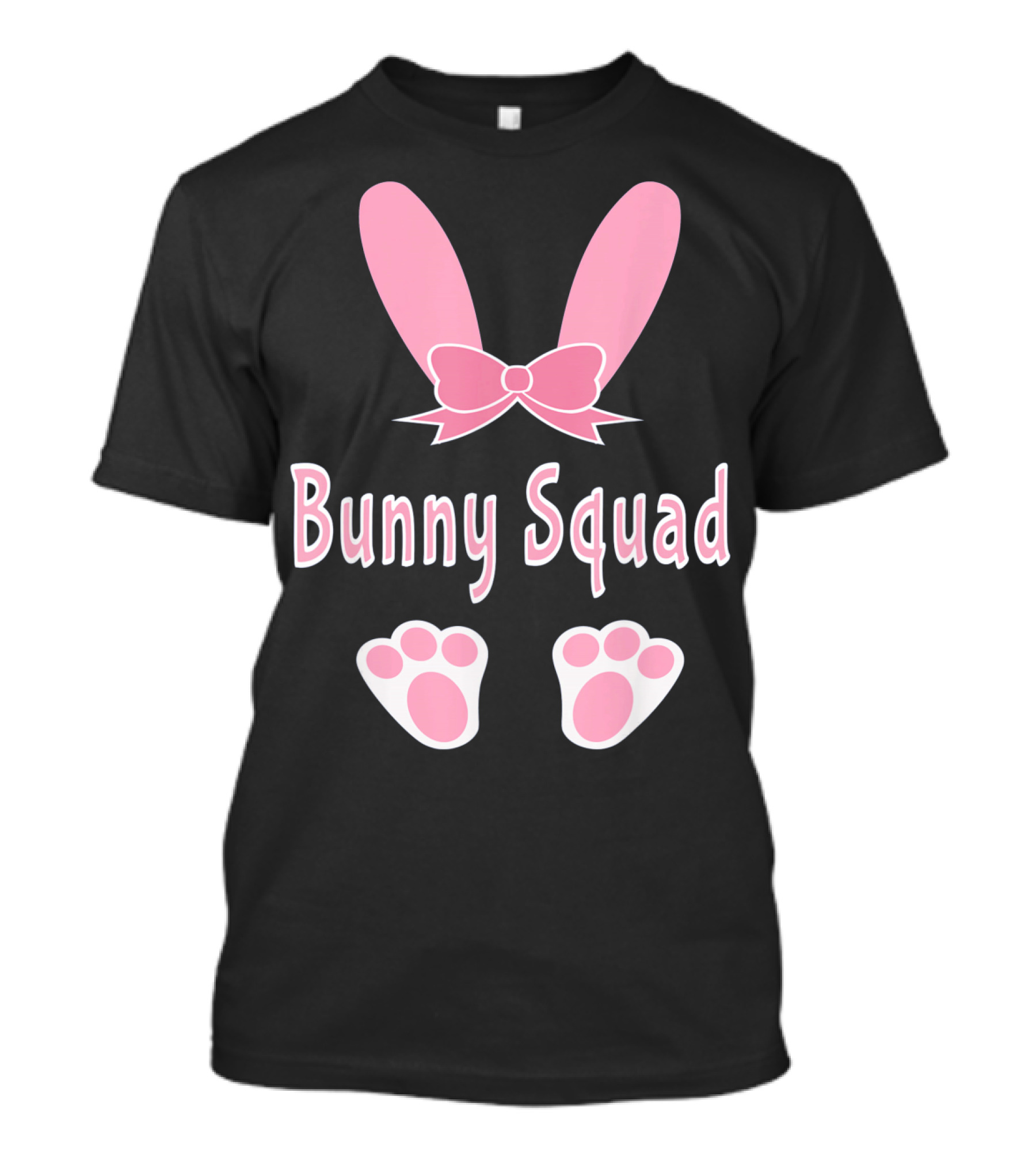 Bunny Squad Cute Bunny Rabbit Ear Bow Paw Prints T-Shirt