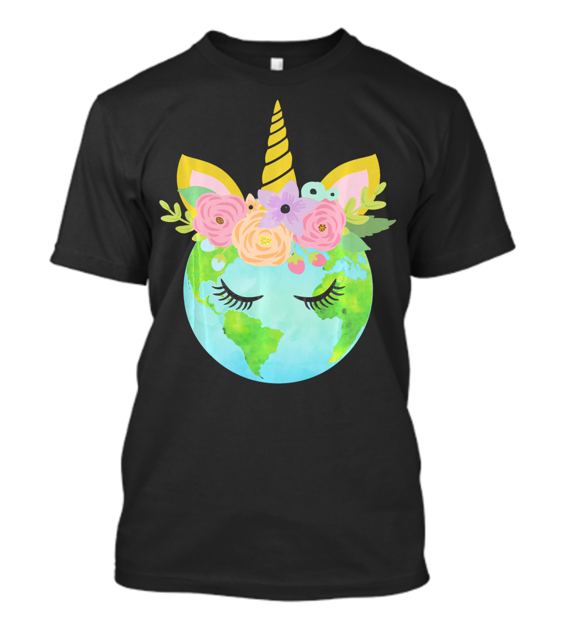 Floral Unicorn Globe For Earth Day T-Shirt