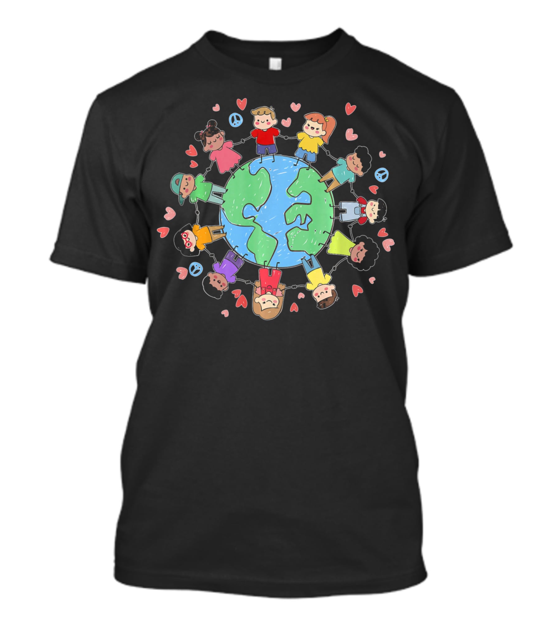 Children Holding Hands Around The World For Earth Peace And Love T-Shirt