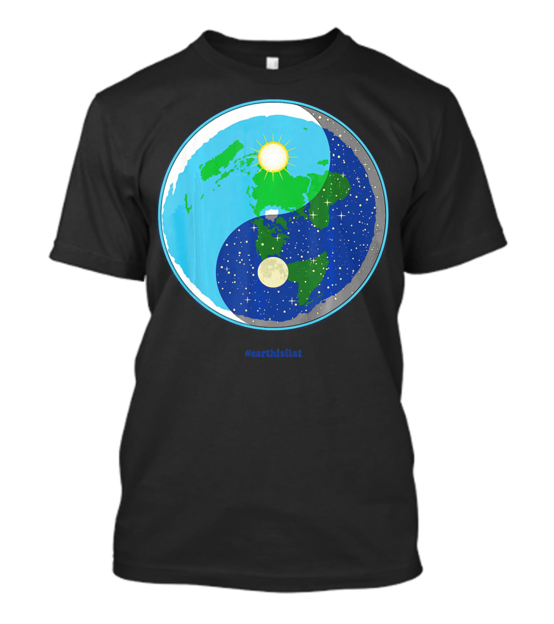 Ying Yang Flat Earth Truther #earthisflat Sun And Moon T-Shirt