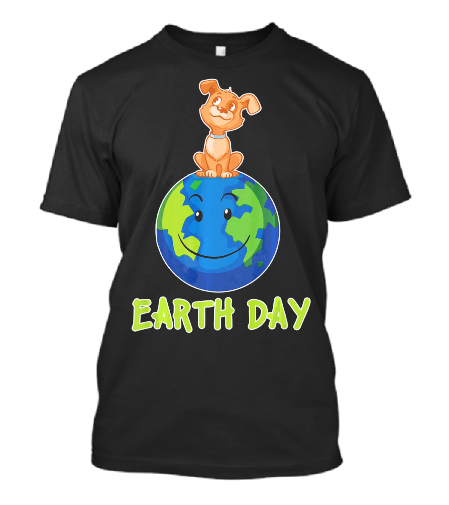 Earth Day Dog On Smiling Planet Earth T-Shirt