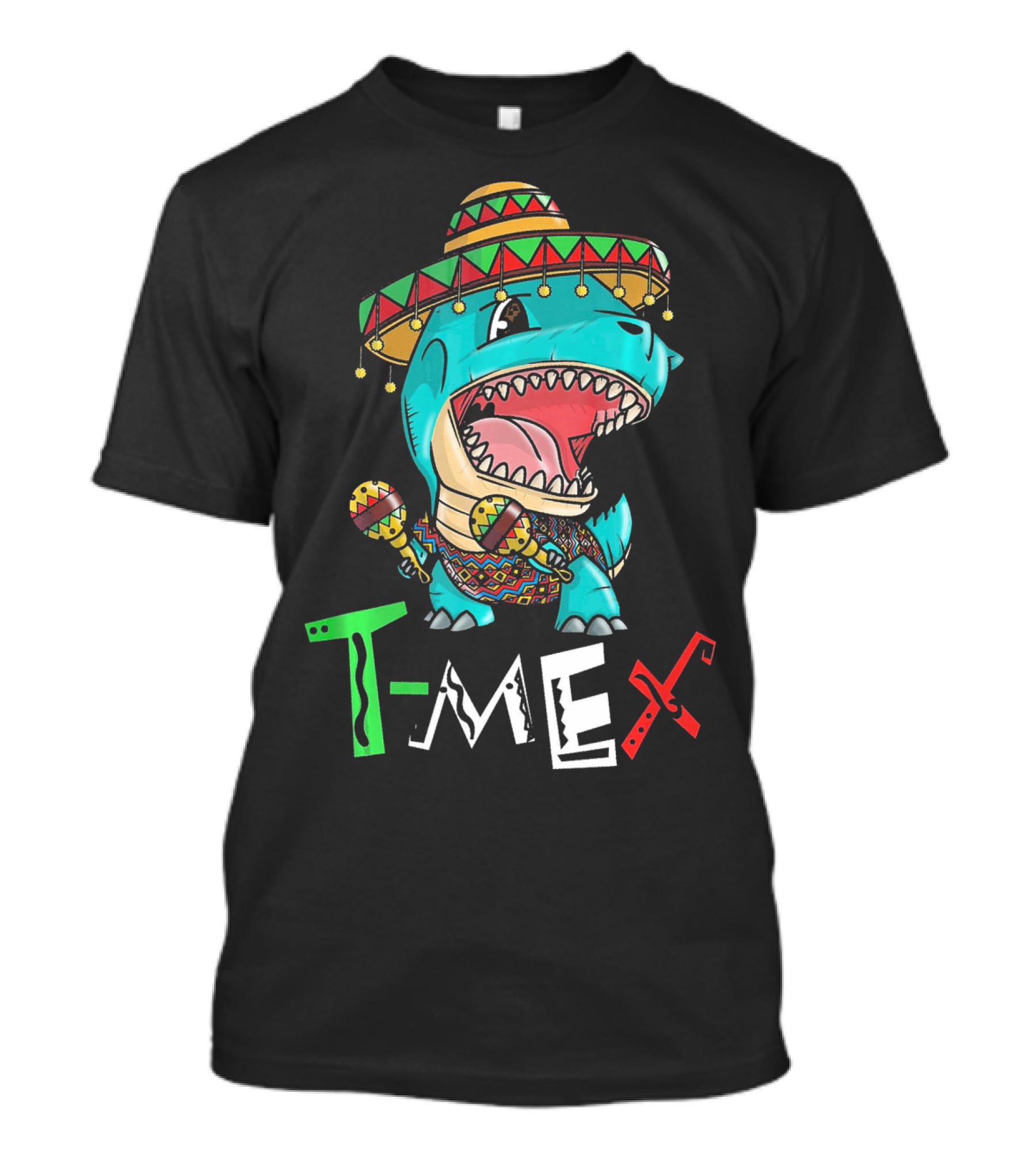 T-Mex Dinosaur Rex Mexican Sombrero And Maracas T-Shirt