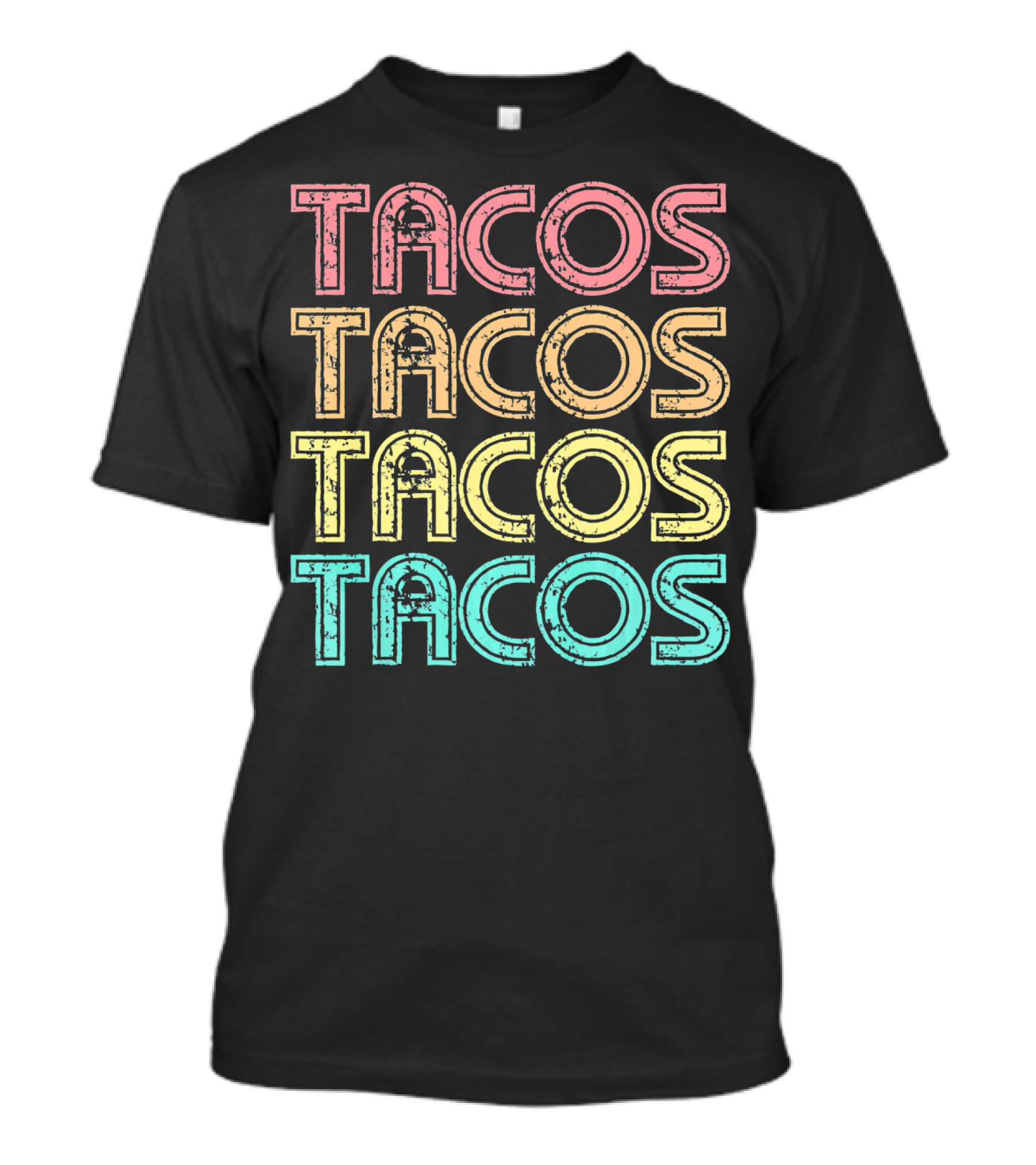 Vintage Retro Tacos Tuesday Mexican Tacos Multicolor T-Shirt