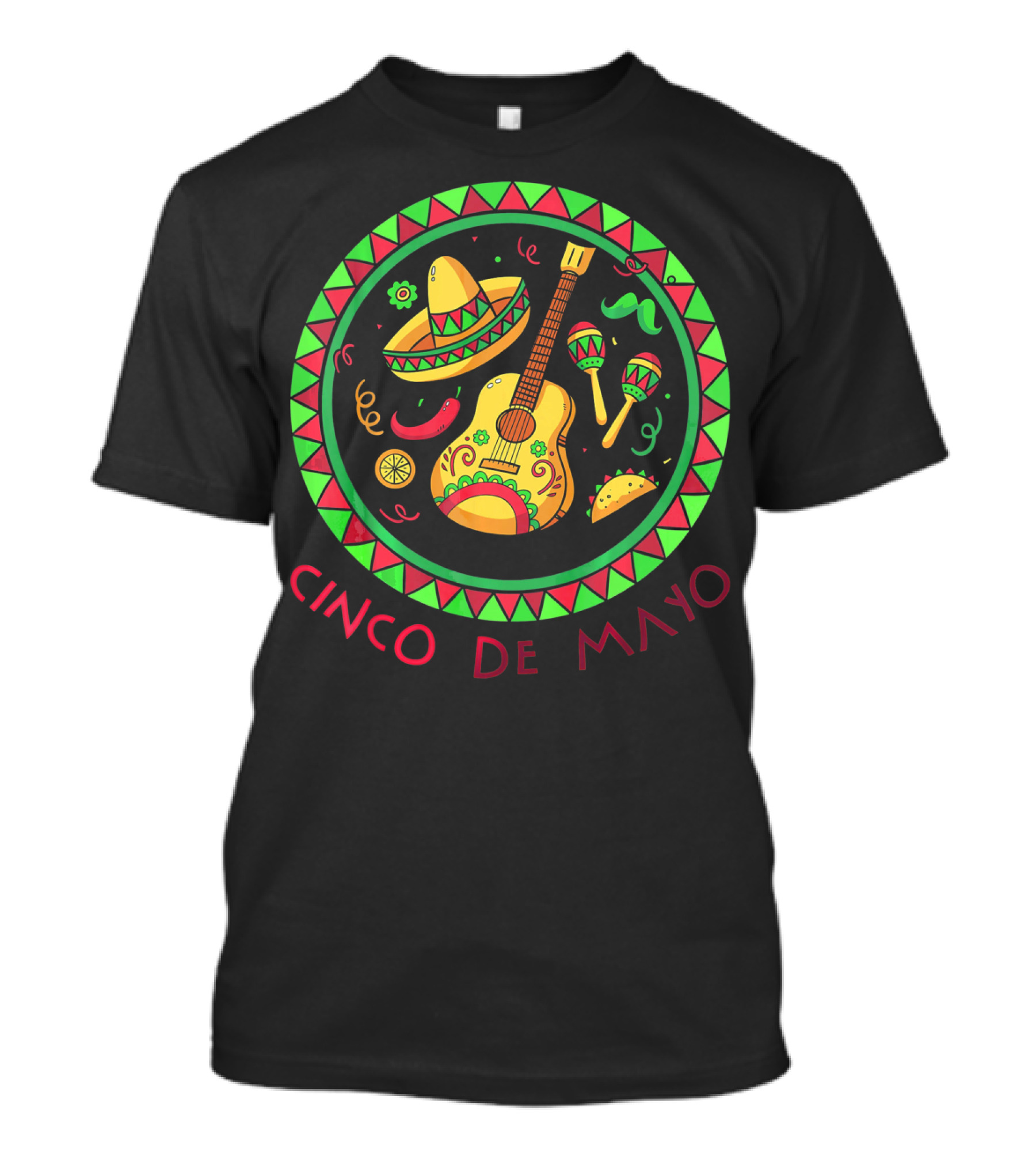 Cinco De Mayo Sombrero Guitar And Maracas Fiesta T-Shirt