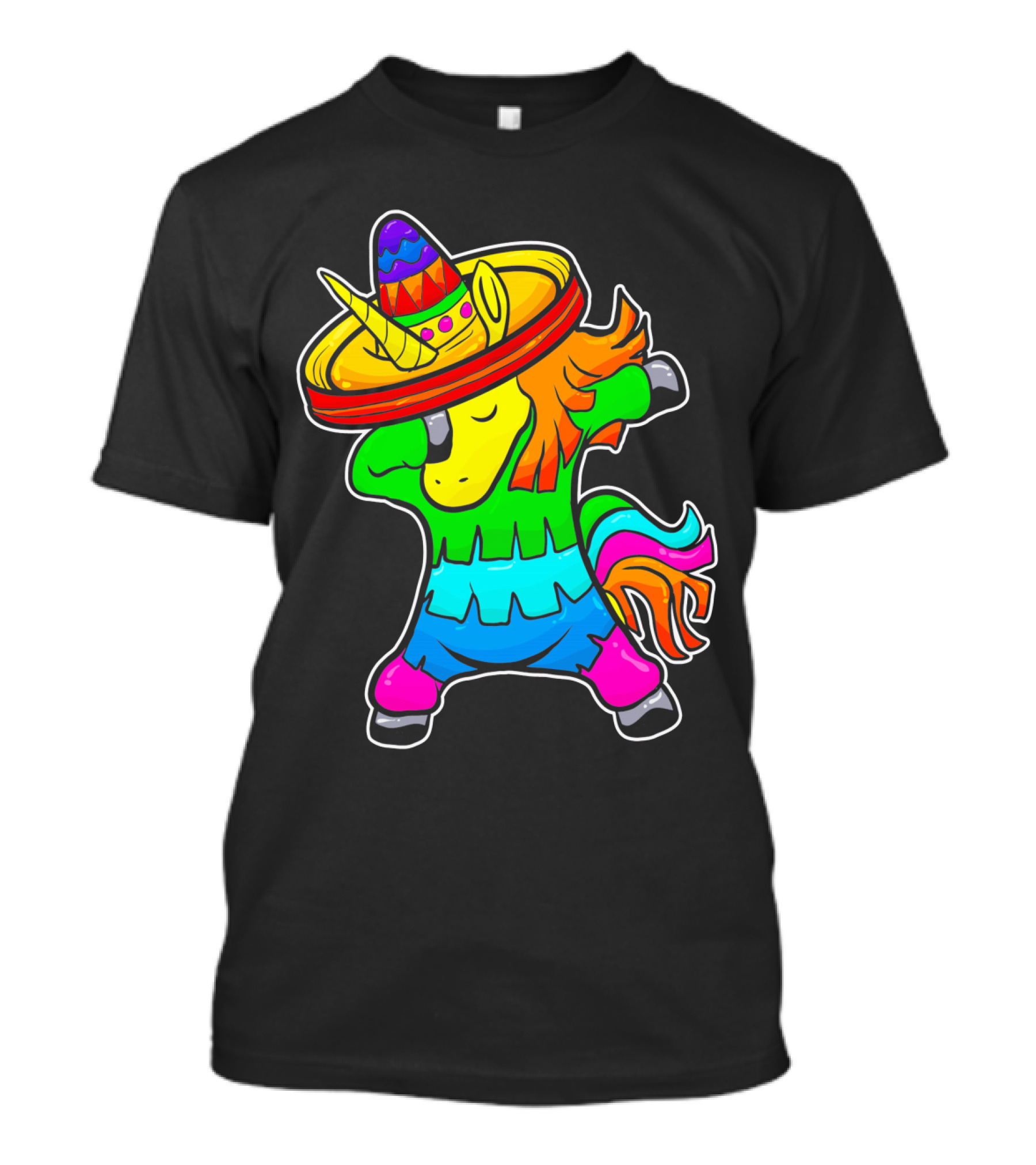 Cinco De Mayo Rainbow Sombrero Dabbing Unicorn T-Shirt