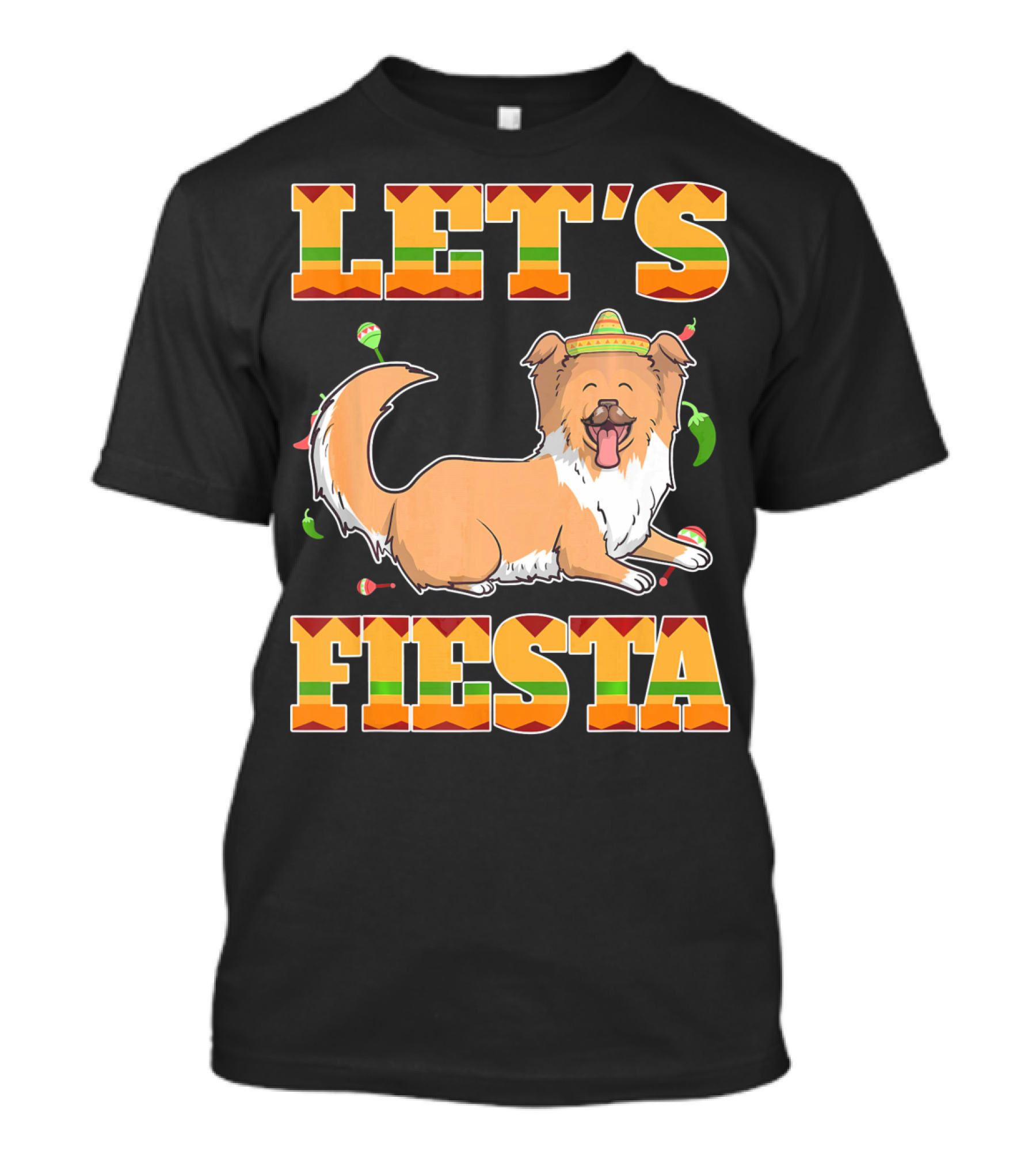 Let's Fiesta Rough Collie Dog Cinco De Mayo T-Shirt