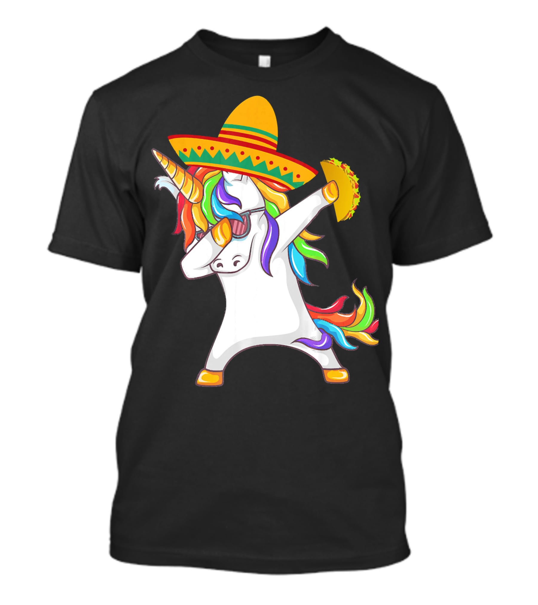 Unicorn Taco Sombrero Dab Funny Alpaca Mexican Cinco De Mayo T-Shirt
