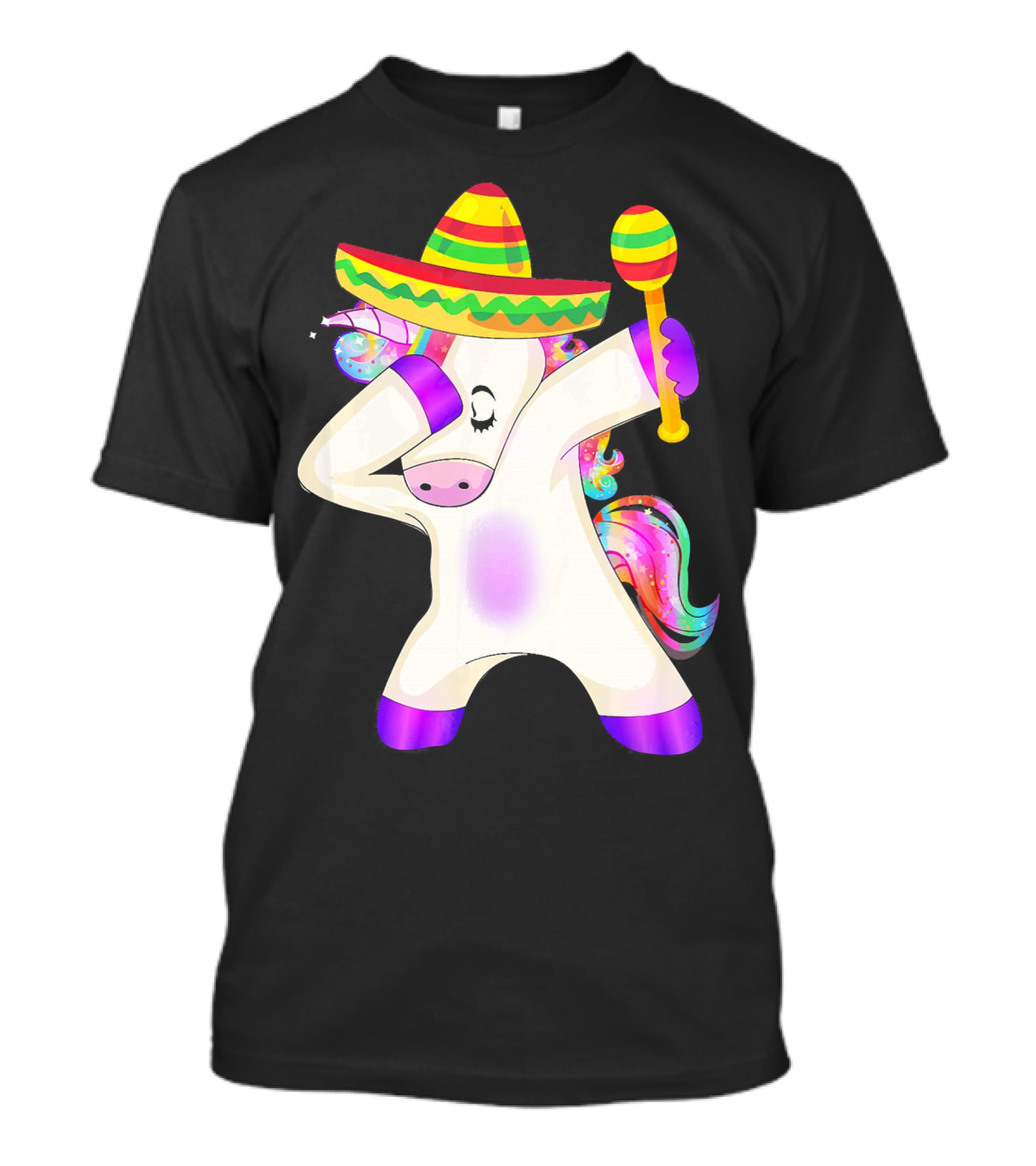 Cinco De Mayo Dabbing Unicorn Sombrero Maracas T-Shirt
