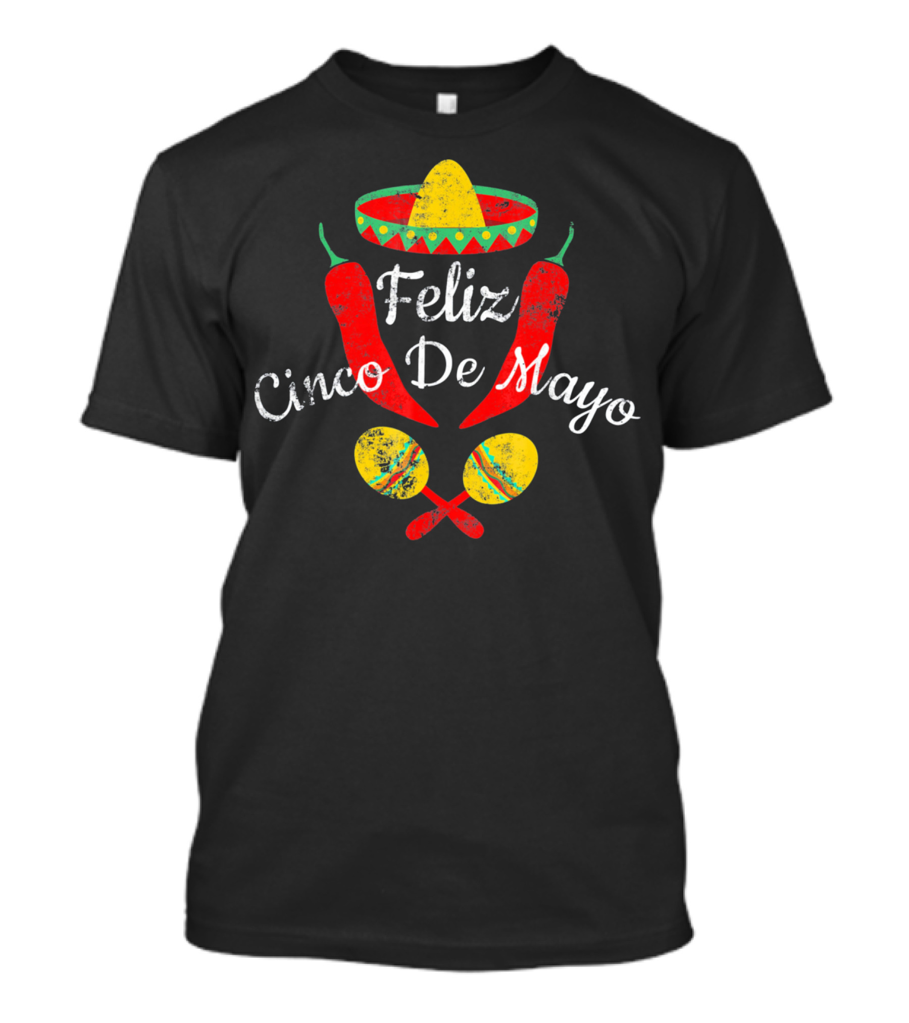Feliz Cinco De Mayo Sombrero Maracas Peppers Fiesta T-Shirt