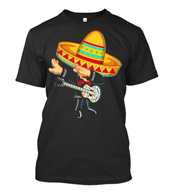 Dabbing Mexican Mariachi With Guitar Sombrero Cinco De Mayo T-Shirt