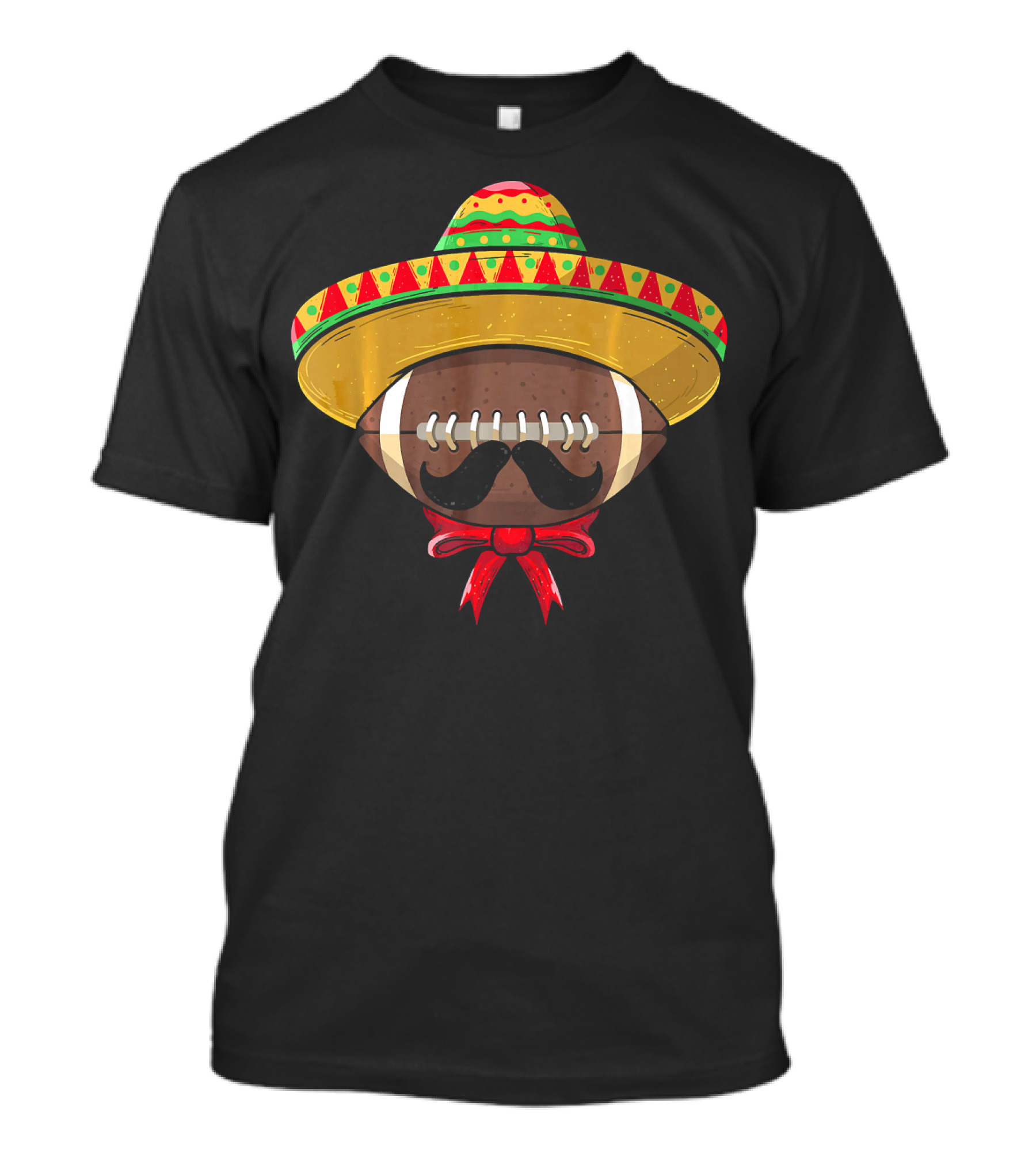 Cinco De Mayo Football Sombrero Mustache Mexican T-Shirt