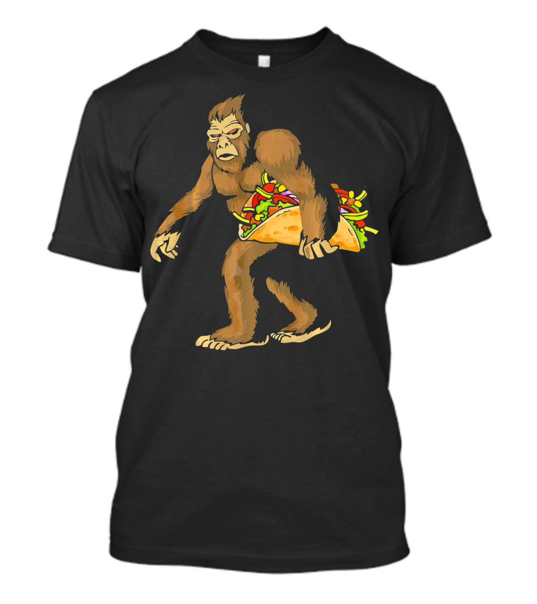 Mexican Taco Fiesta Party Bigfoot Holding Giant Taco T-Shirt