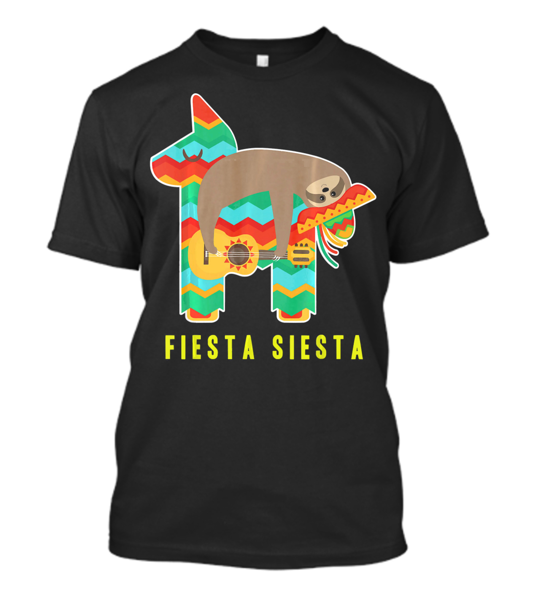 Fiesta Siesta Pinata Sloth Sombrero Guitarra T-Shirt