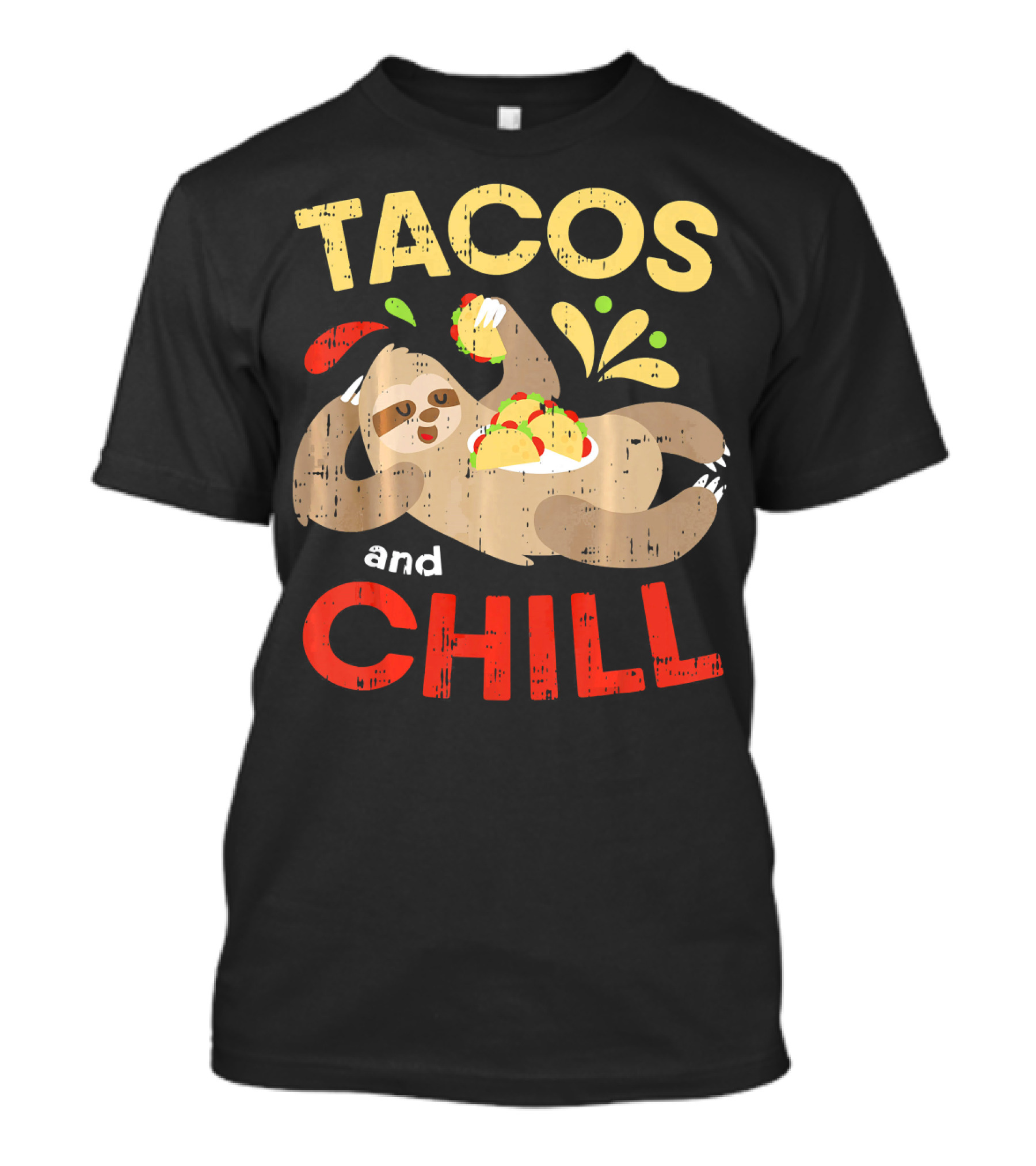 Tacos And Chill Sloth Funny Mexican Fiesta Vibes T-Shirt
