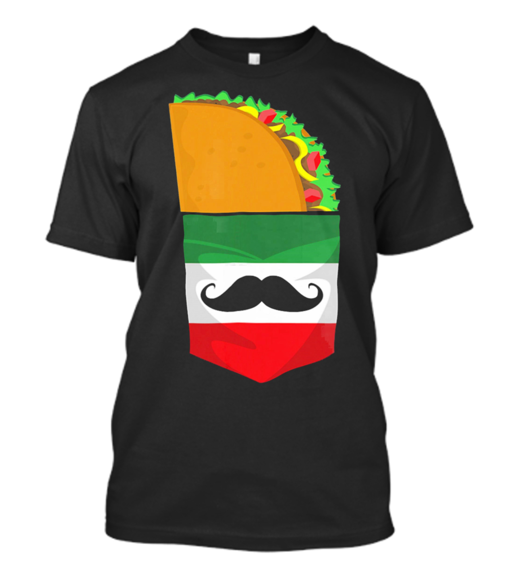 Mexican Flag Taco Cinco De Mayo Mustache T-Shirt