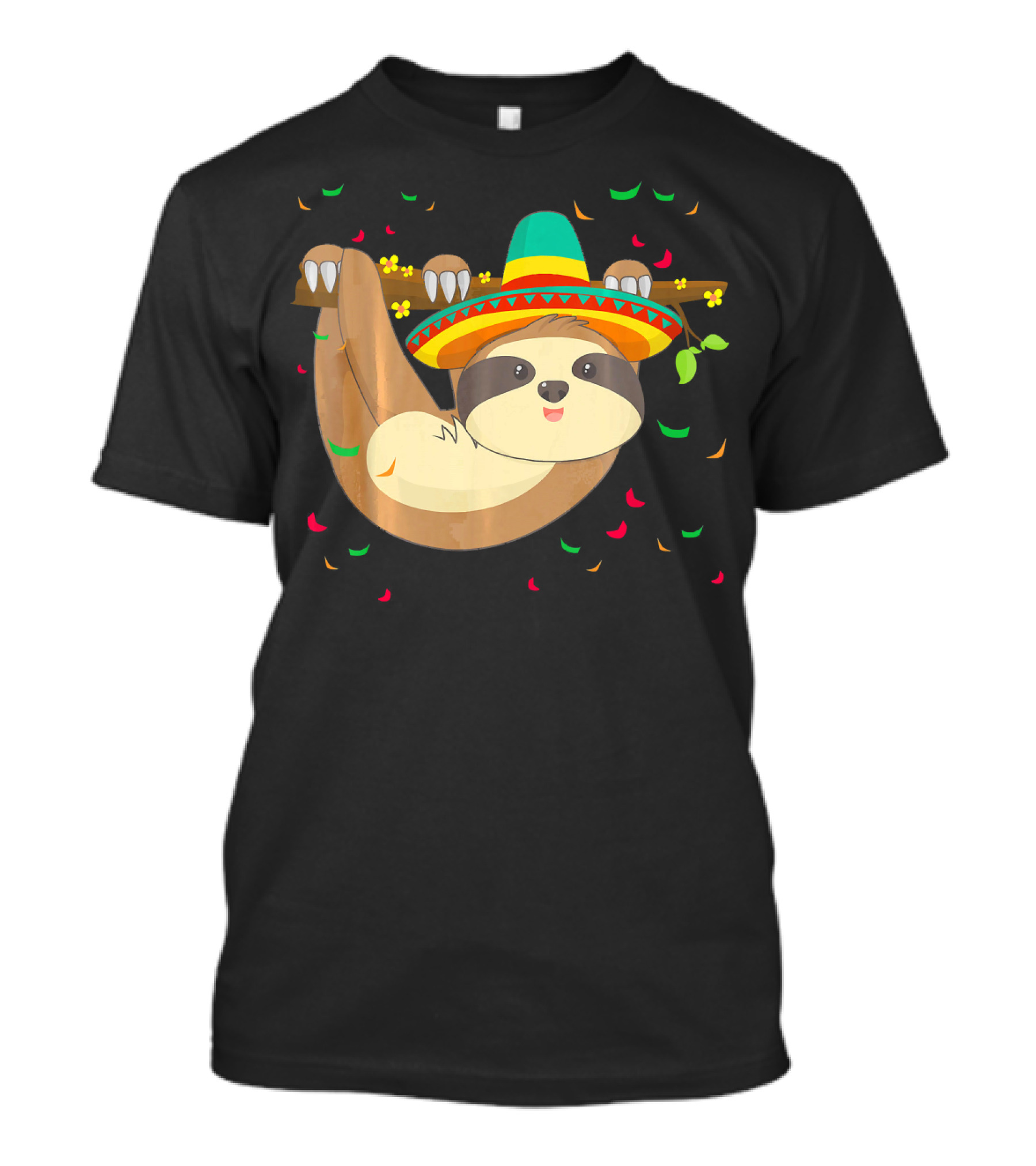 Cute Lazy Sloth With Sombrero For Cinco De Mayo 5th Of May T-Shirt
