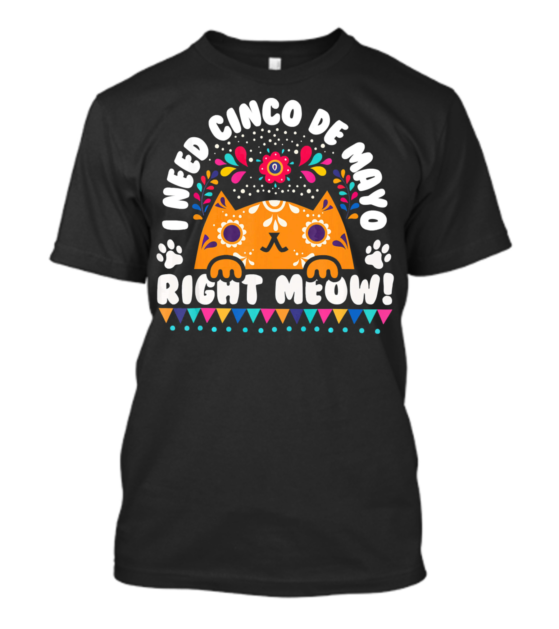 I Need Cinco De Mayo Right Meow Orange Cat Mexican Fiesta T-Shirt