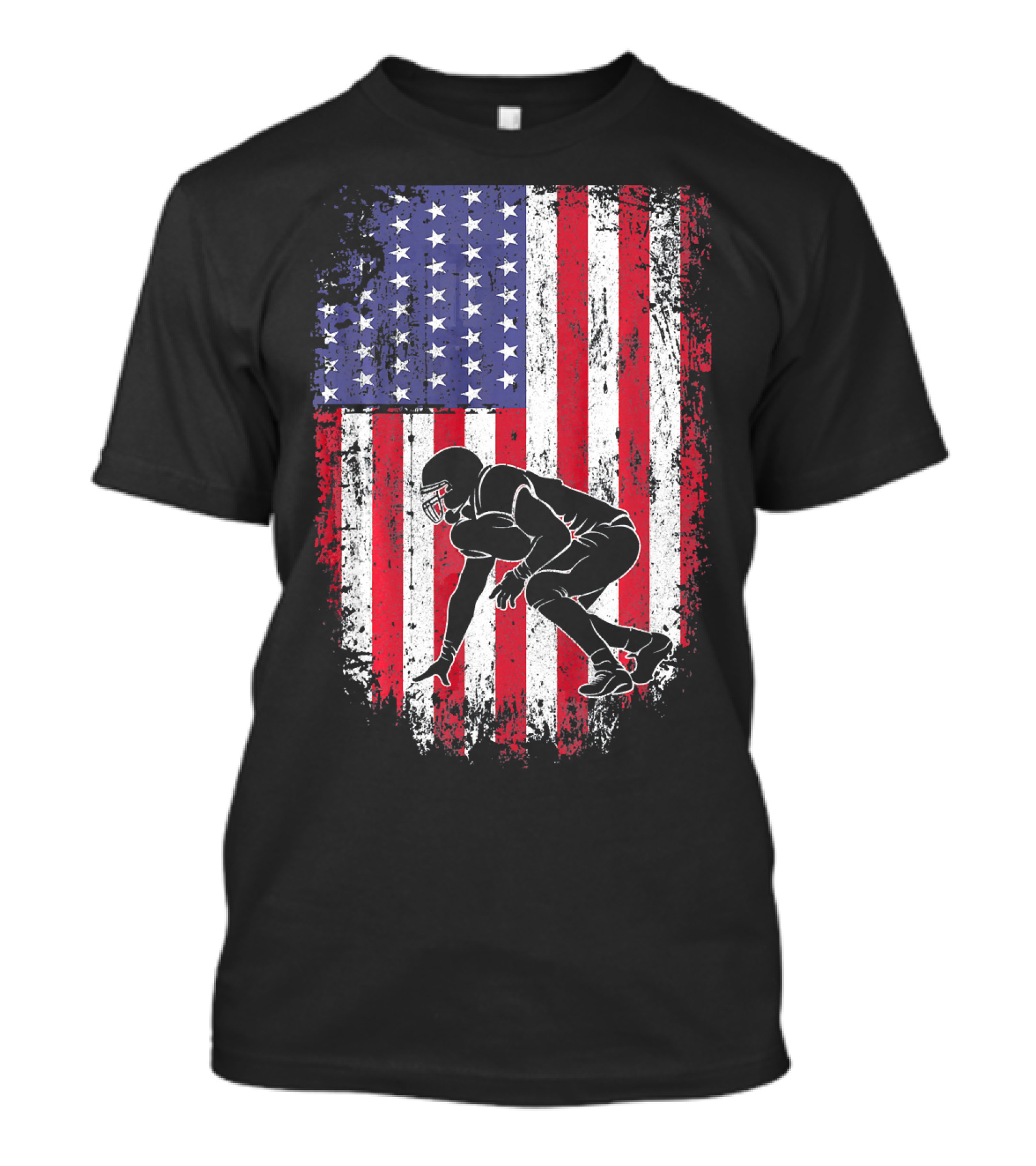 Football Lineman American Flag Vintage Grunge T-Shirt
