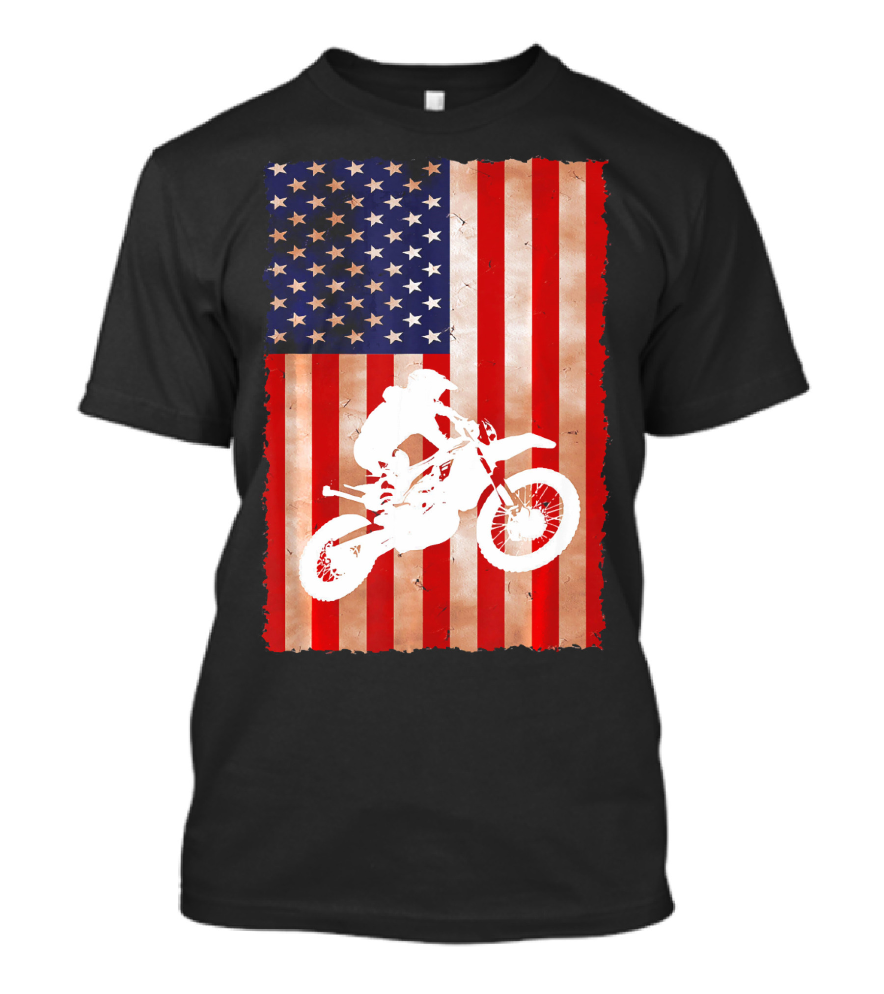 Dirt Bike Motocross American Flag Patriotic Ride USA T-Shirt